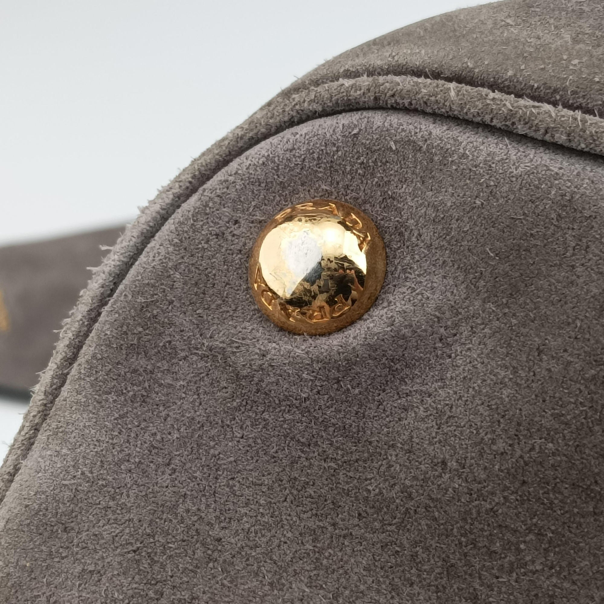 Pre-owned Prada Double Cuir Brown Suede  shoulderbag | stylenewstar