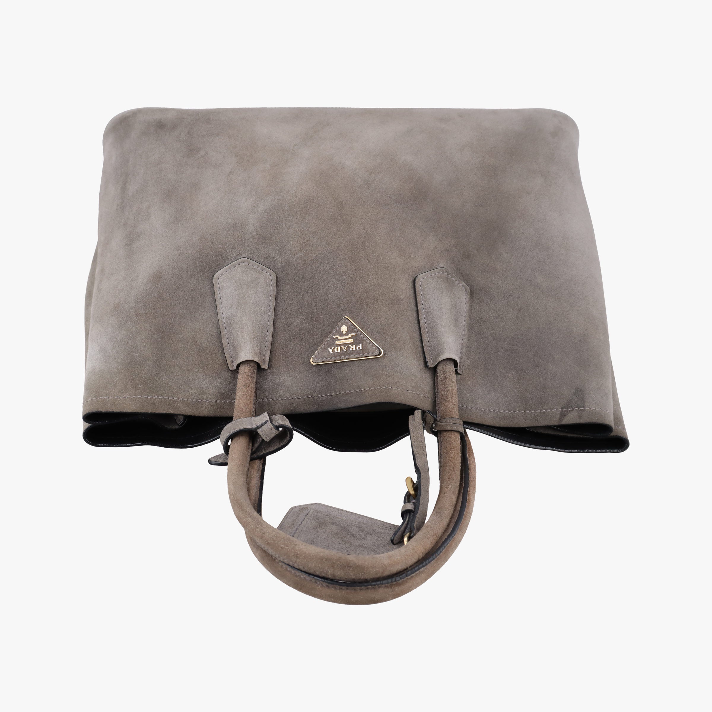 Pre-owned Prada Double Cuir Brown Suede  shoulderbag | stylenewstar