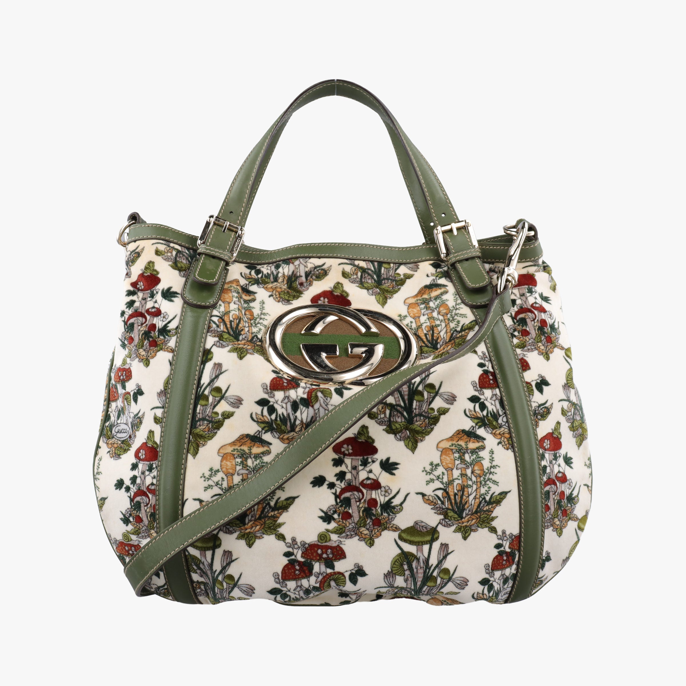 Pre-owned Gucci Interlocking GG Mushroom Flora Multicolour velour 162886 shoulderbag | stylenewstar