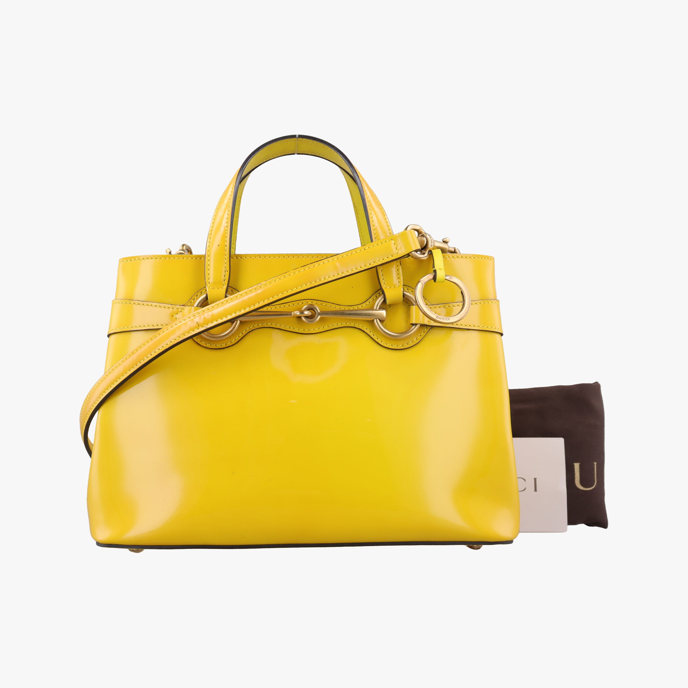 Pre-owned Gucci Bright Bit Yellow Patent 371925 shoulderbag | stylenewstar