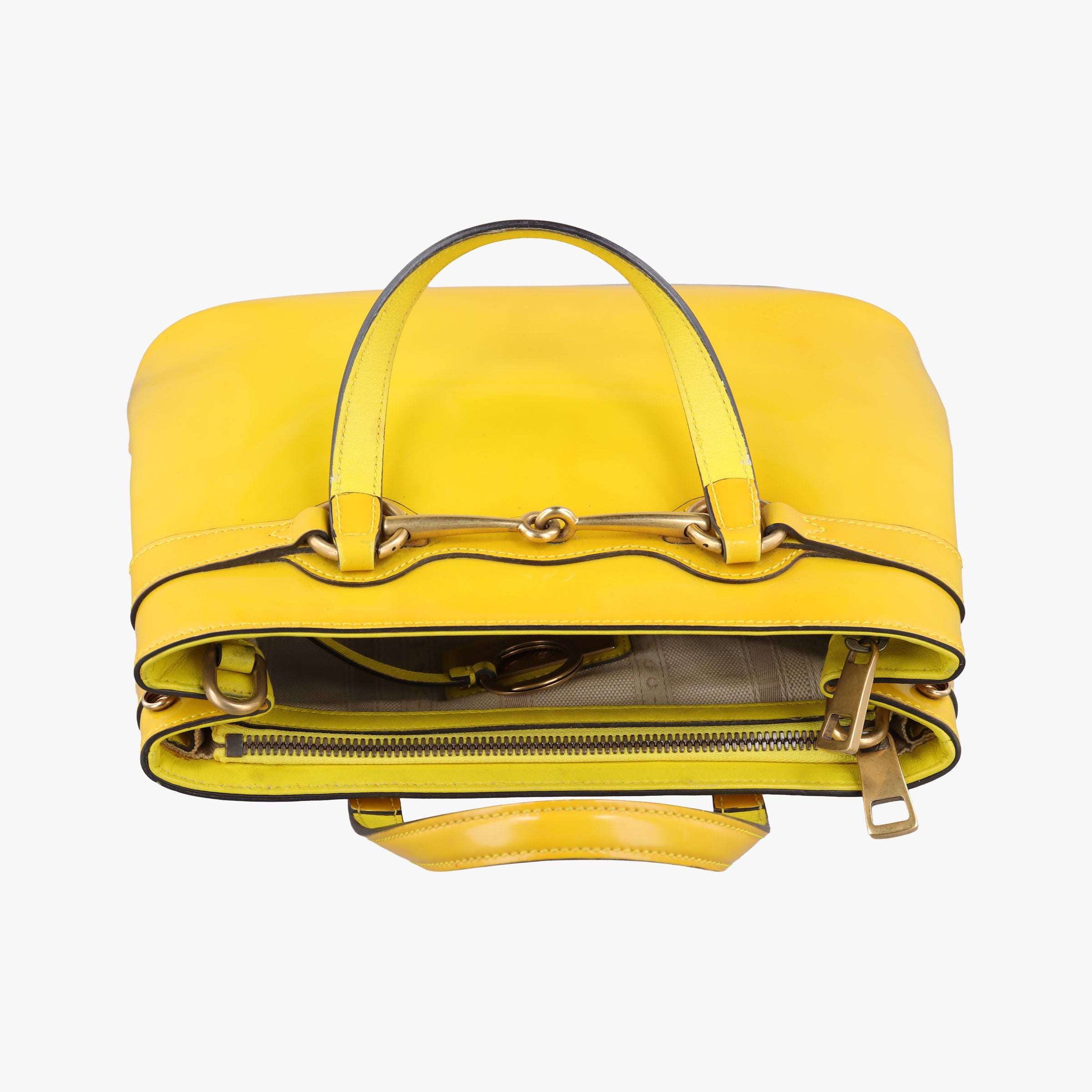 Pre-owned Gucci Bright Bit Yellow Patent 371925 shoulderbag | stylenewstar