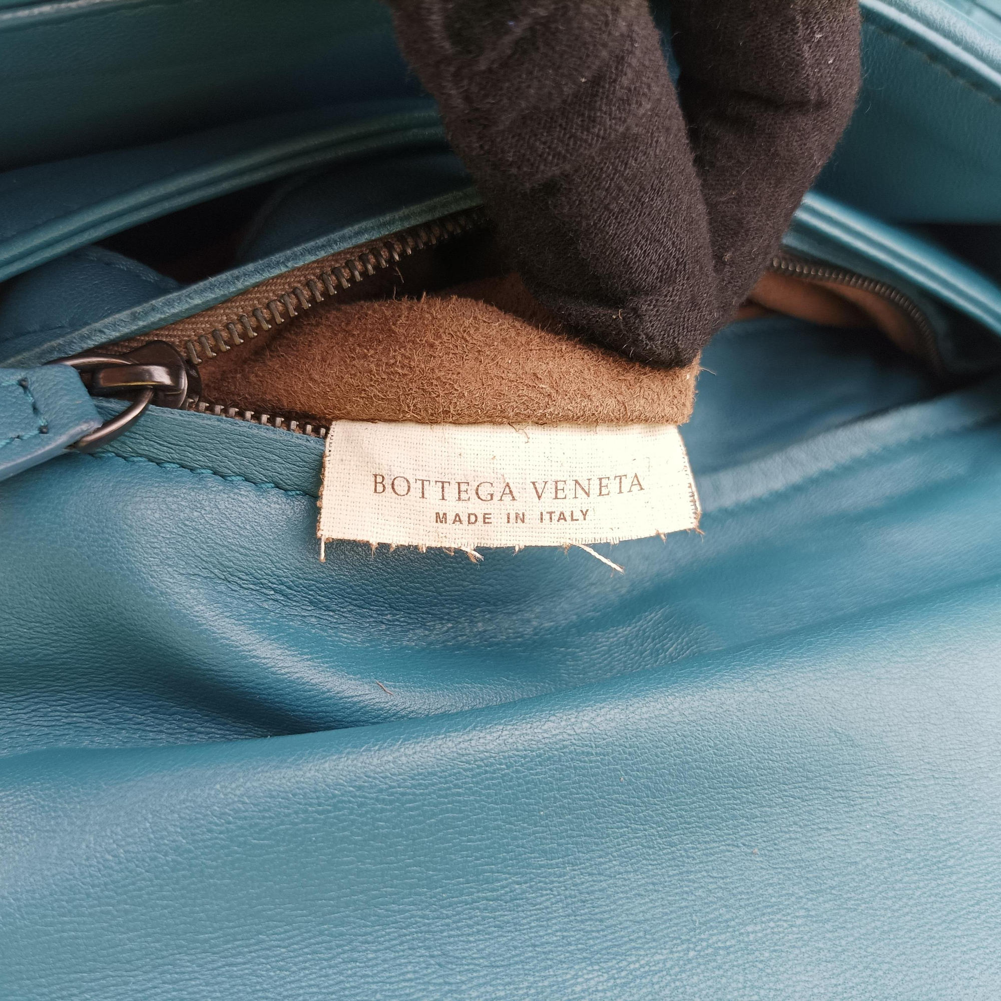 Pre-owned Bottega Veneta Intrecciato Olimpia Blue lambskin  shoulderbag | stylenewstar