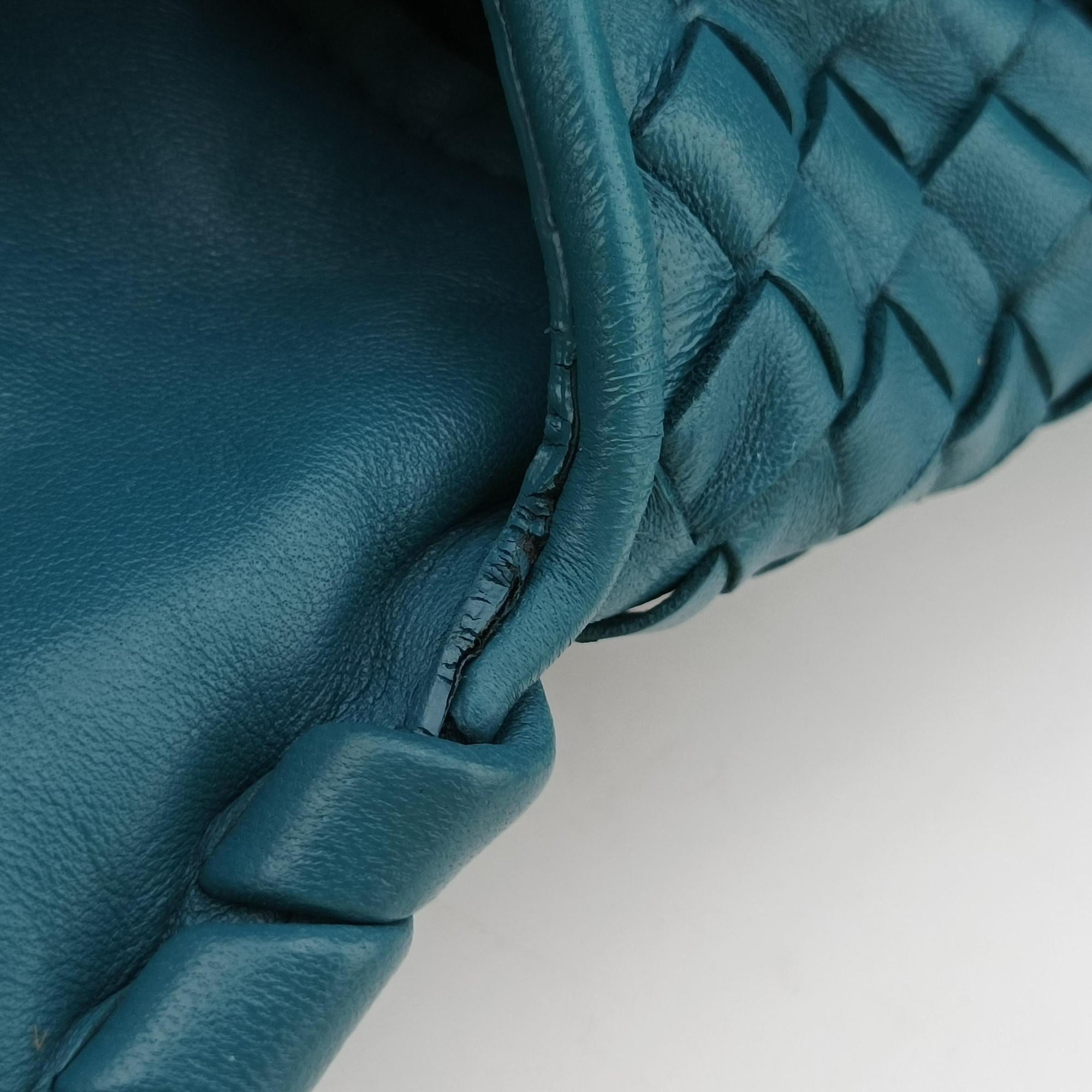 Pre-owned Bottega Veneta Intrecciato Olimpia Blue lambskin  shoulderbag | stylenewstar