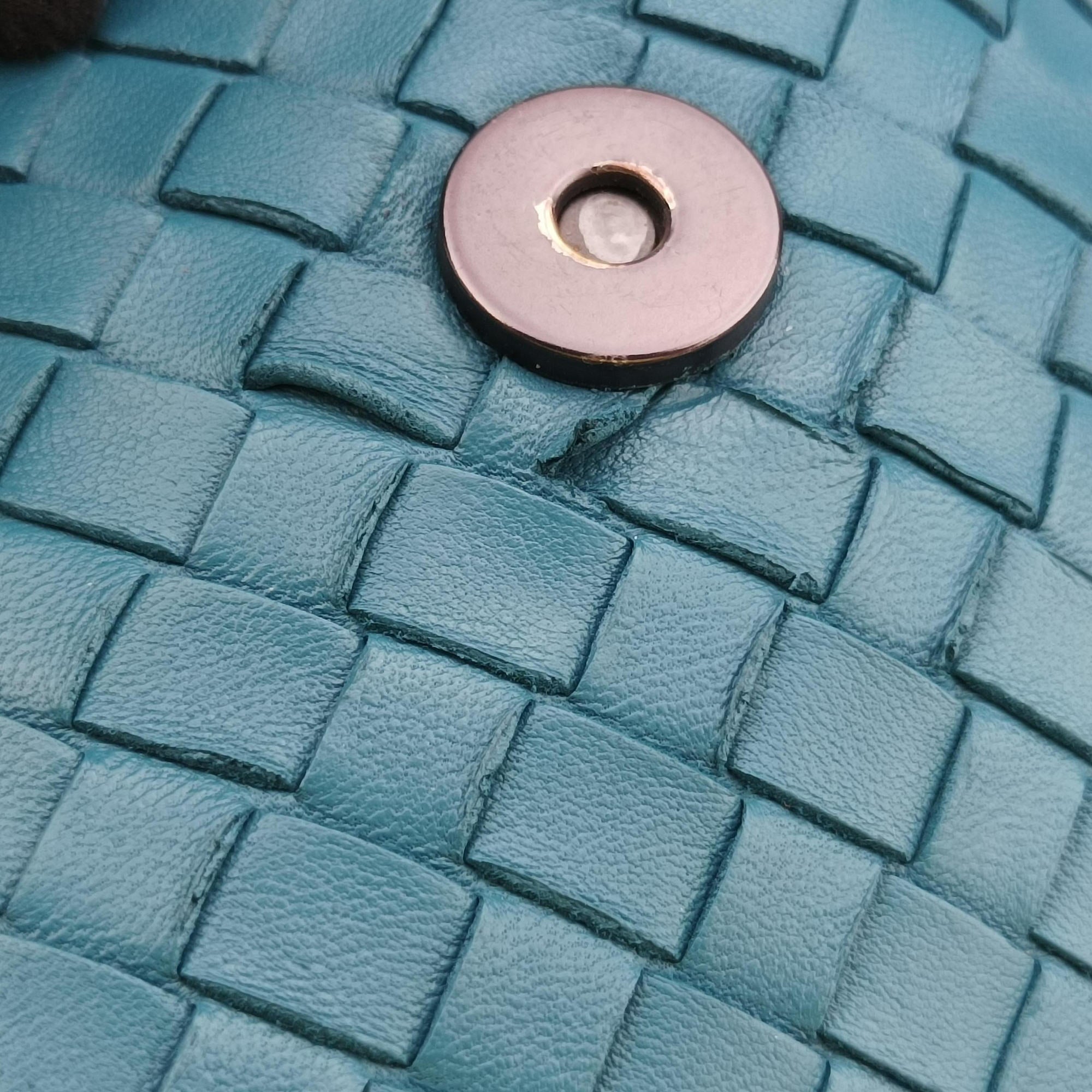 Pre-owned Bottega Veneta Intrecciato Olimpia Blue lambskin  shoulderbag | stylenewstar