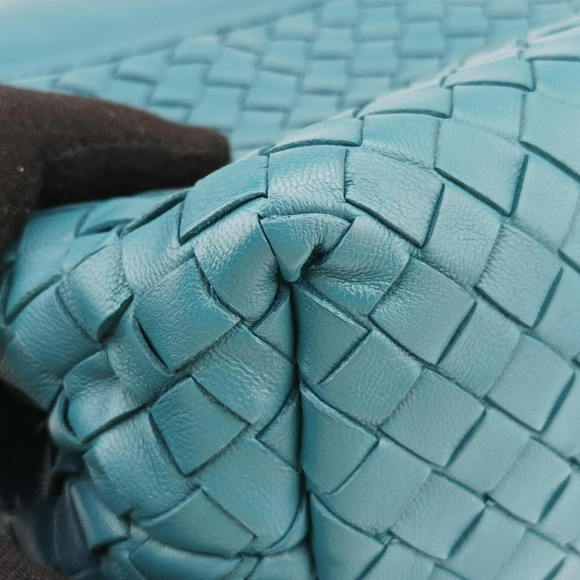 Pre-owned Bottega Veneta Intrecciato Olimpia Blue lambskin  shoulderbag | stylenewstar