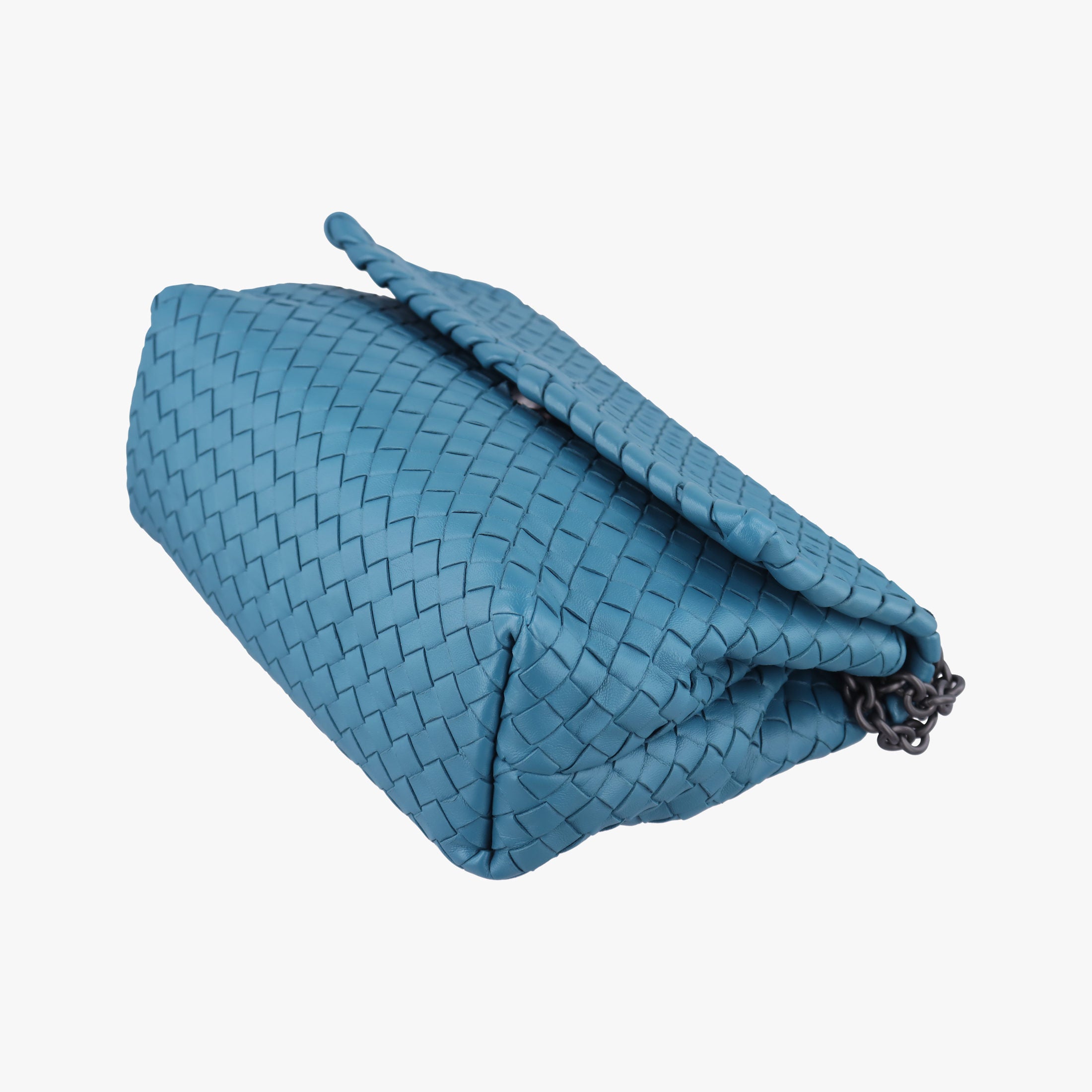 Pre-owned Bottega Veneta Intrecciato Olimpia Blue lambskin  shoulderbag | stylenewstar
