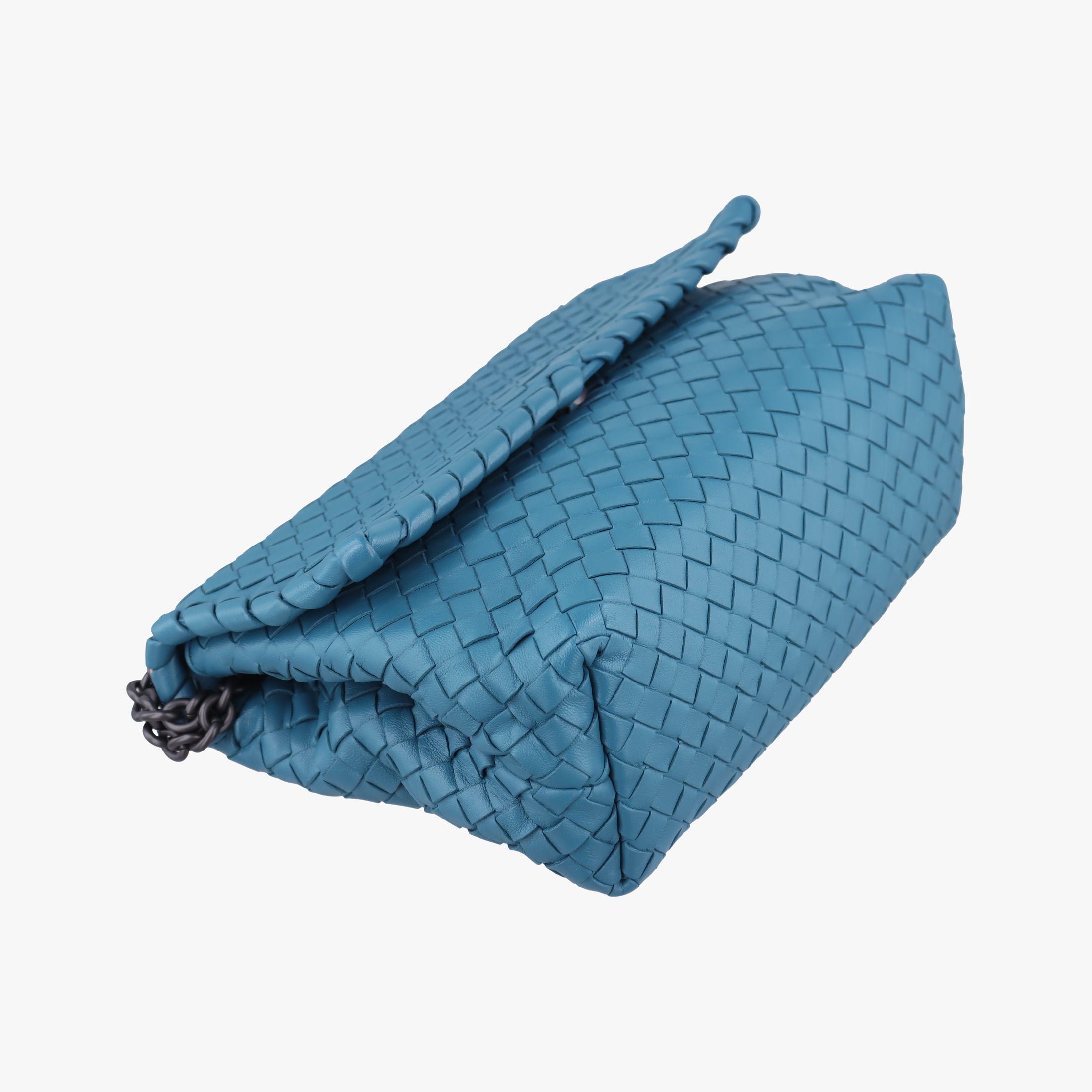 Pre-owned Bottega Veneta Intrecciato Olimpia Blue lambskin  shoulderbag | stylenewstar