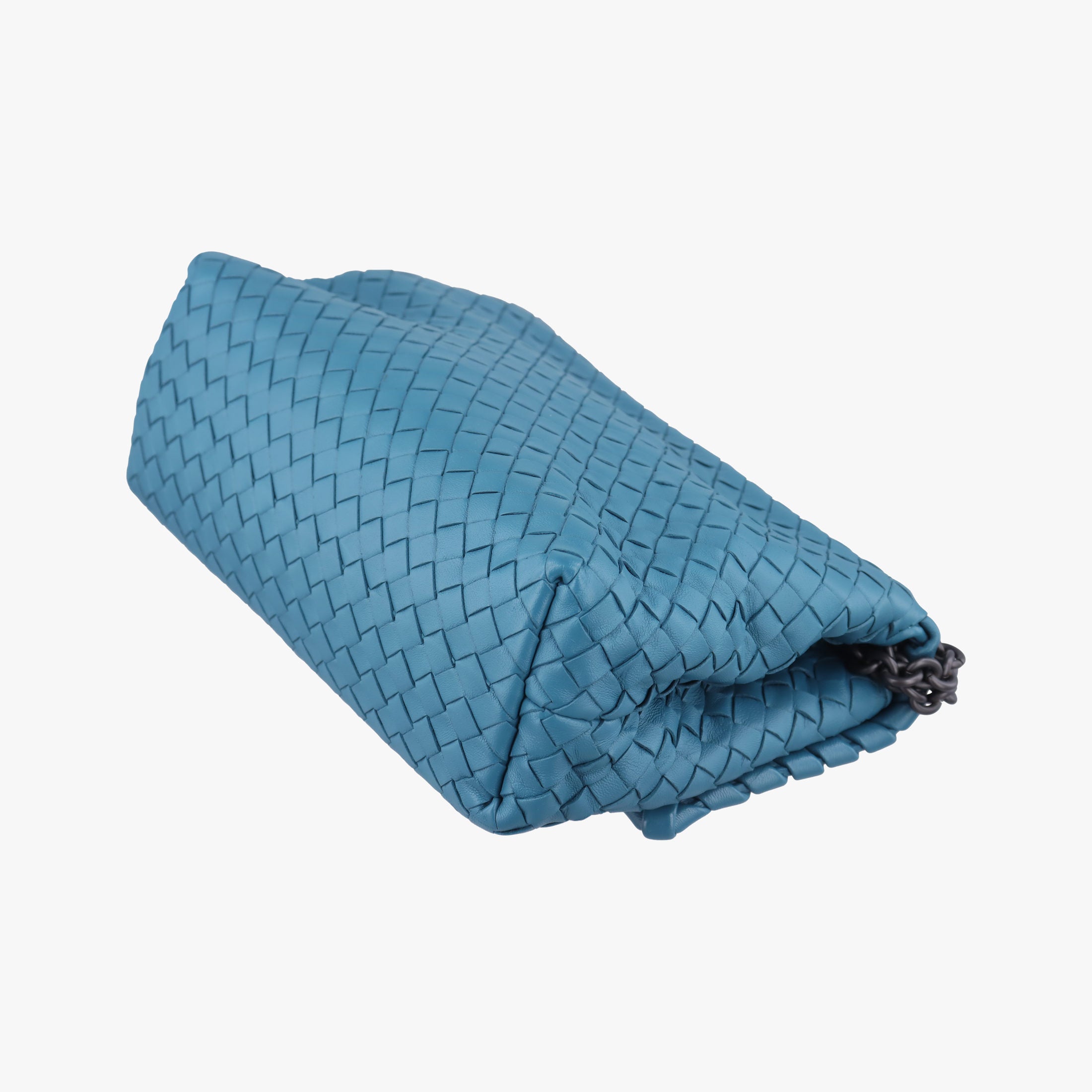 Pre-owned Bottega Veneta Intrecciato Olimpia Blue lambskin  shoulderbag | stylenewstar