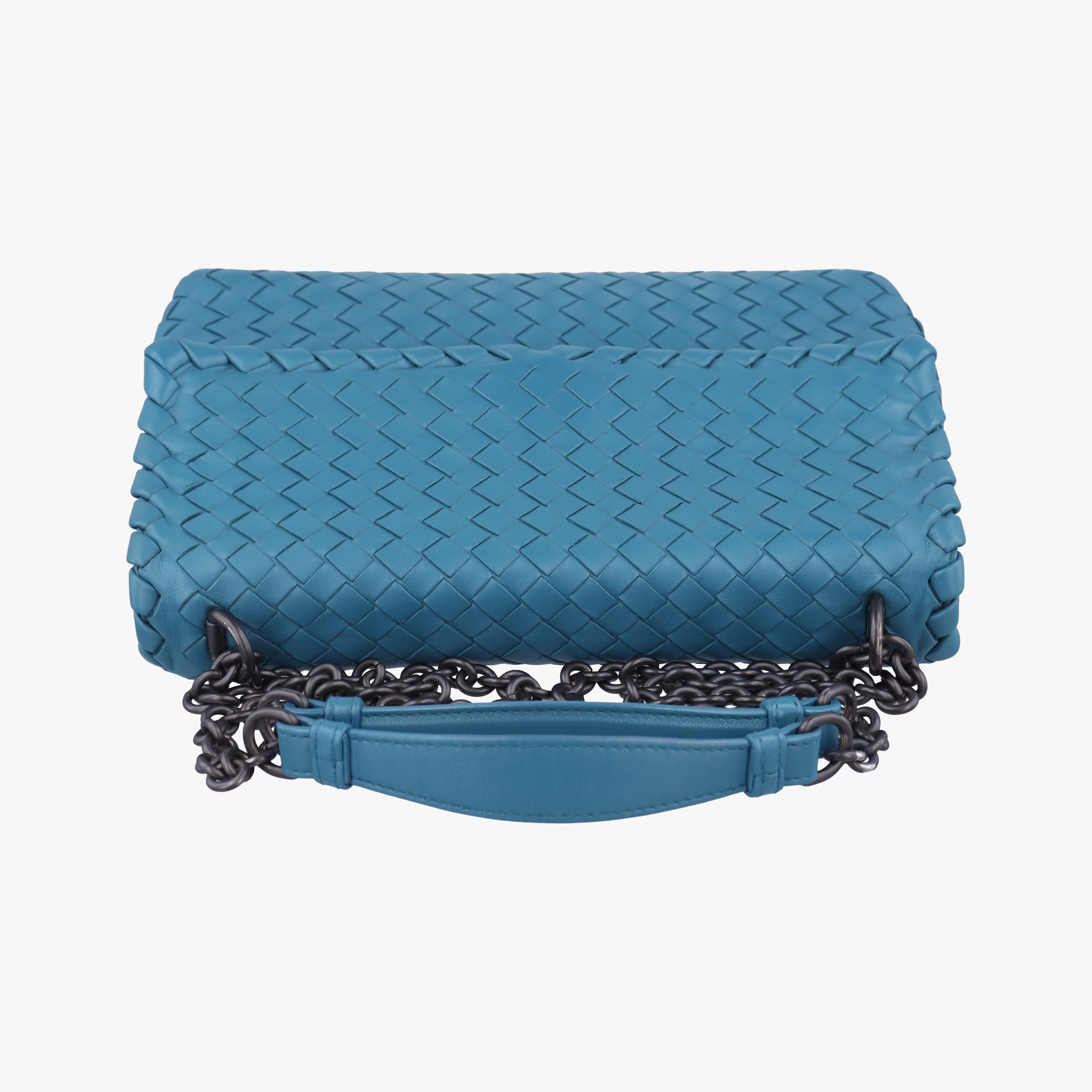 Pre-owned Bottega Veneta Intrecciato Olimpia Blue lambskin  shoulderbag | stylenewstar