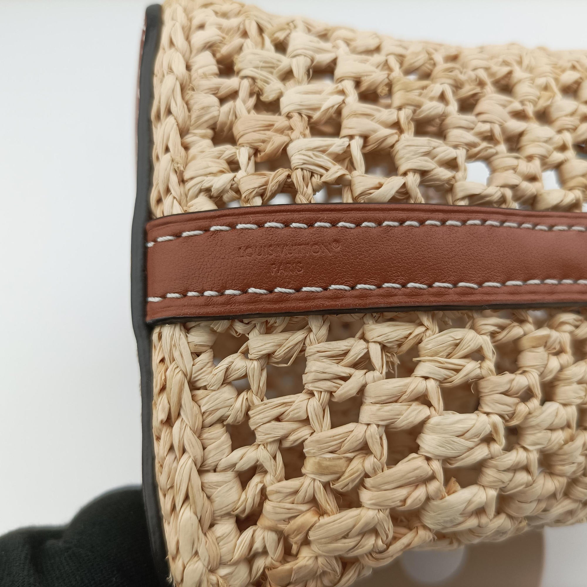 Pre-owned Louis Vuitton Noé Purse Beige x Brown natural raffia M83521 shoulderbag | stylenewstar