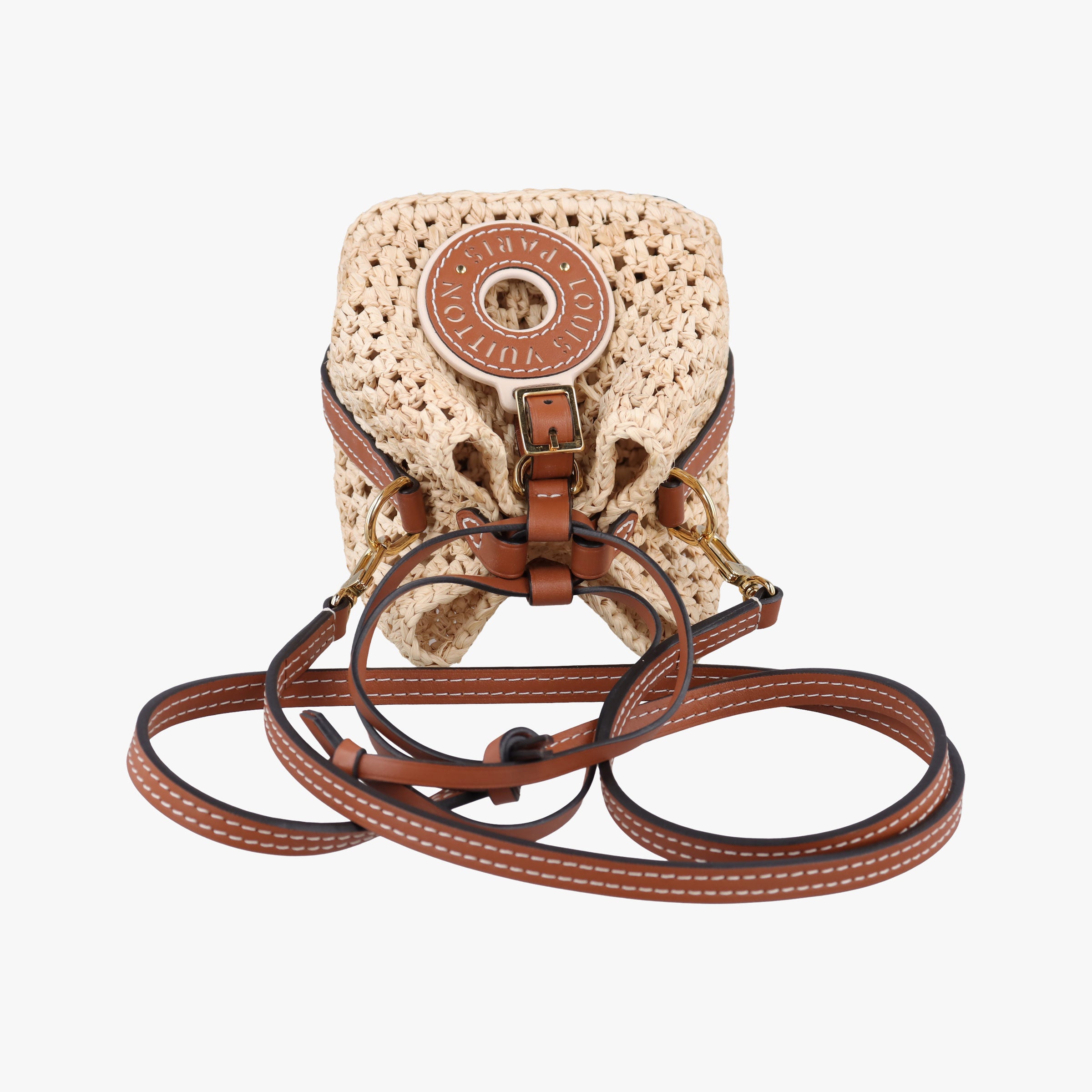 Pre-owned Louis Vuitton Noé Purse Beige x Brown natural raffia M83521 shoulderbag | stylenewstar