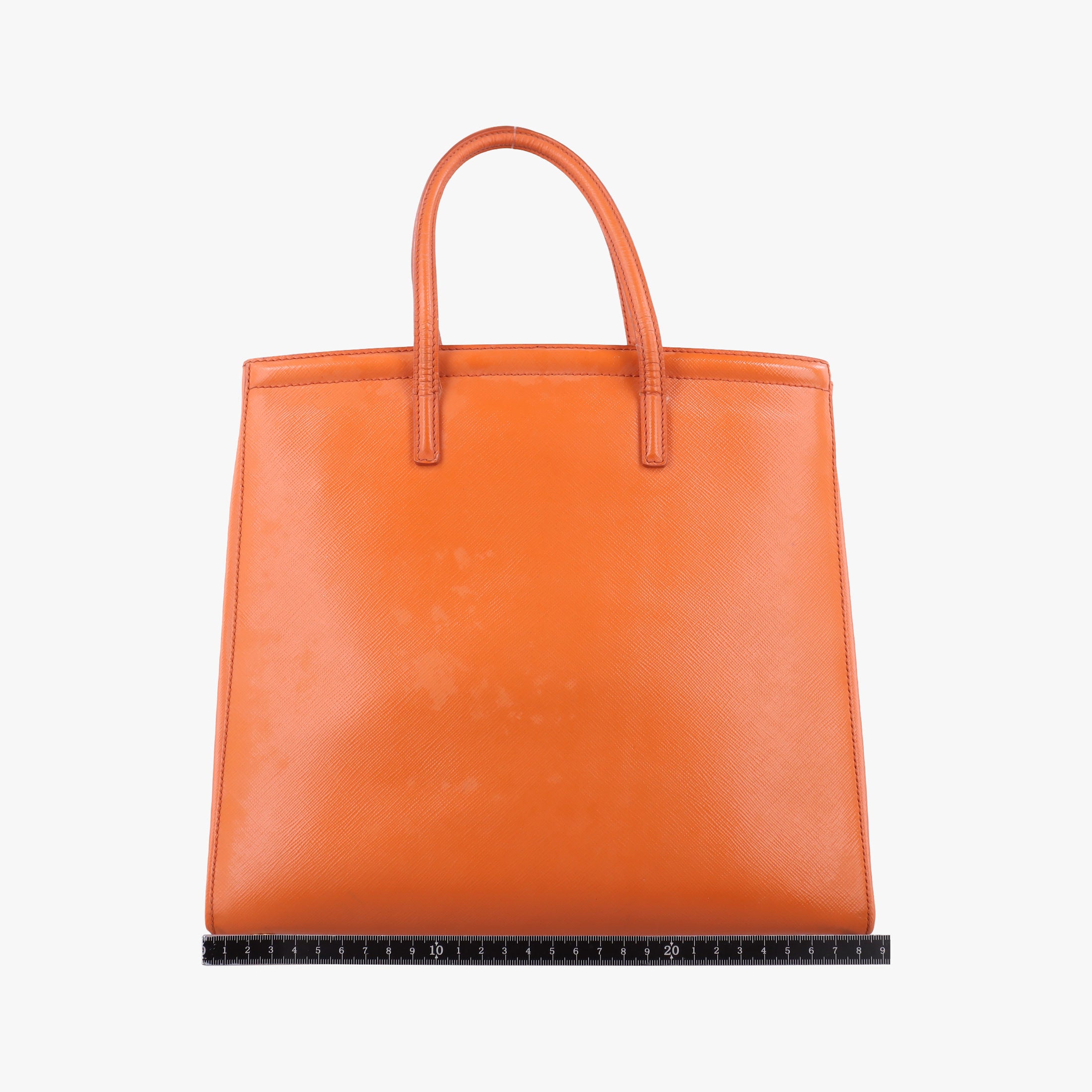 Pre-owned Prada Tote Orange Patent Saffiano Leather BN2411 shoulderbag | stylenewstar