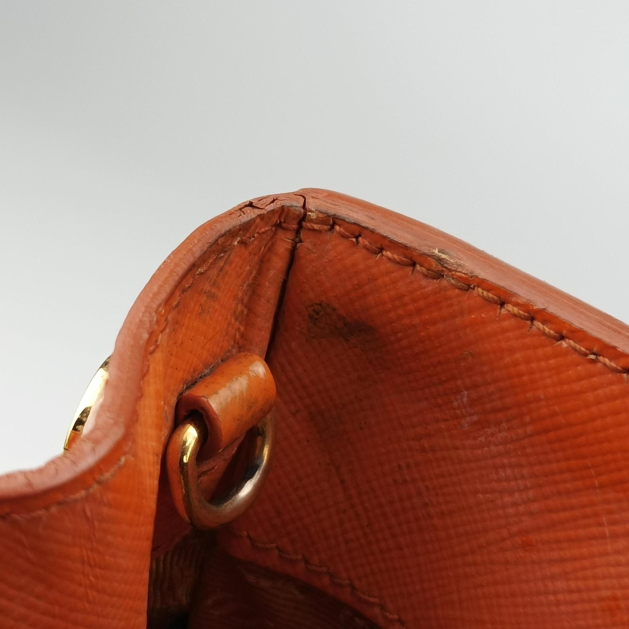 Pre-owned Prada Tote Orange Patent Saffiano Leather BN2411 shoulderbag | stylenewstar