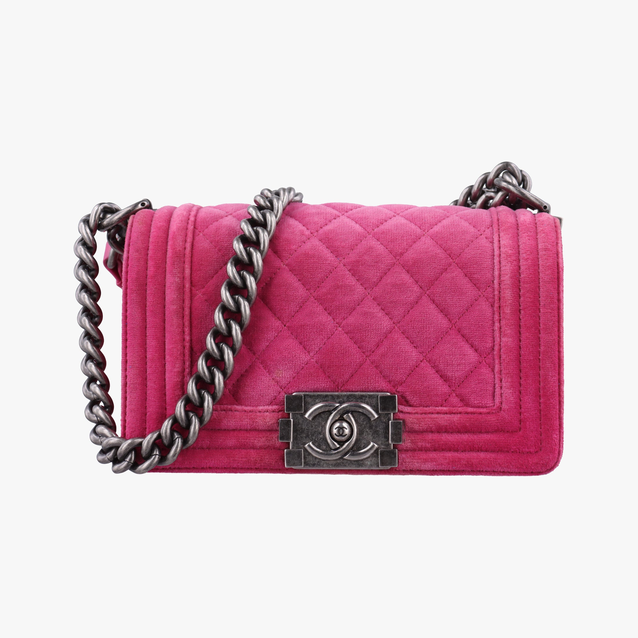 Pre-owned Chanel BOY CHANEL Rose velour A67416 shoulderbag | stylenewstar