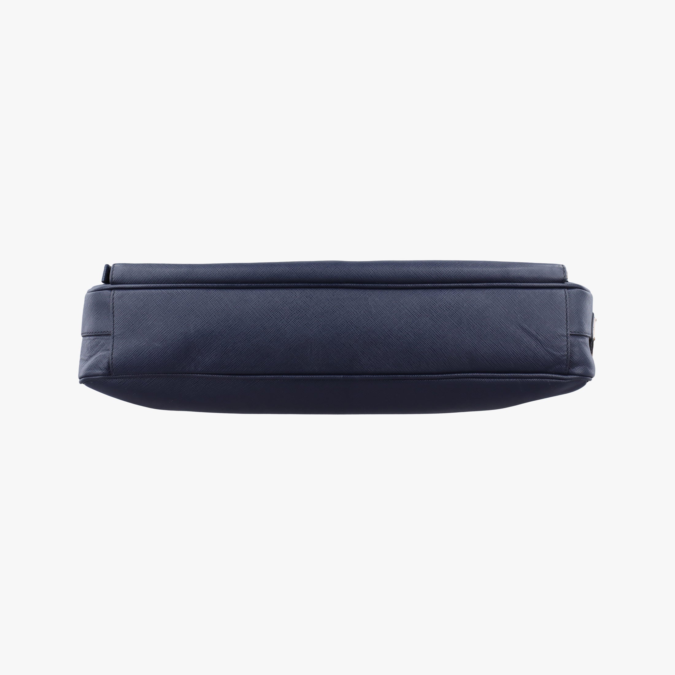 Pre-owned Prada Triangle Logo Plate Navy Saffiano Leather  handbag | stylenewstar
