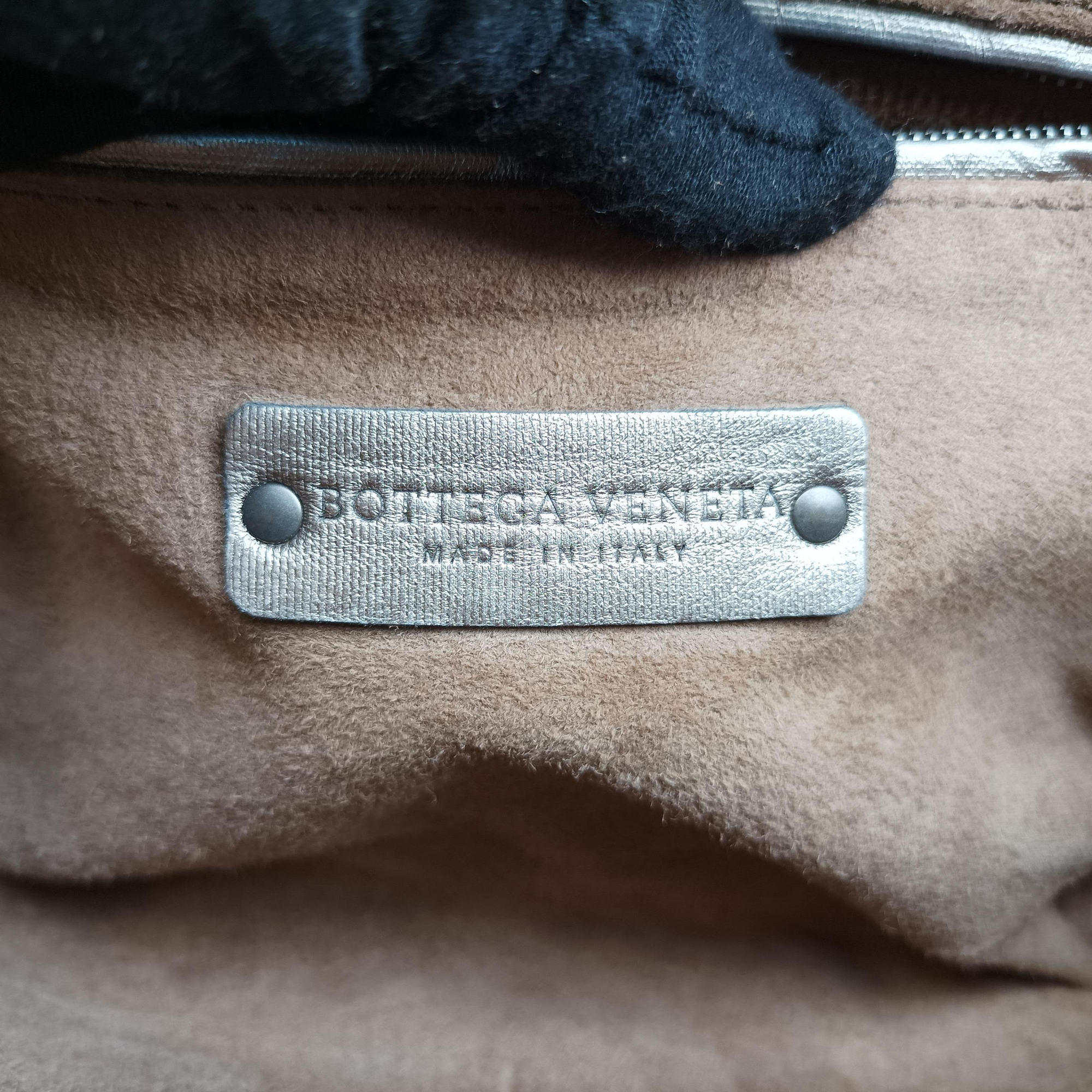 Pre-owned Bottega Veneta NODINI Intrecciato Silver Gray lambskin  shoulderbag | stylenewstar