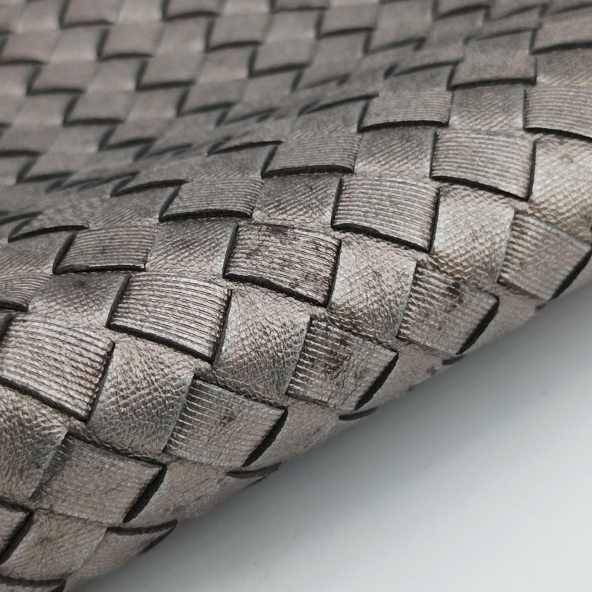 Pre-owned Bottega Veneta NODINI Intrecciato Silver Gray lambskin  shoulderbag | stylenewstar