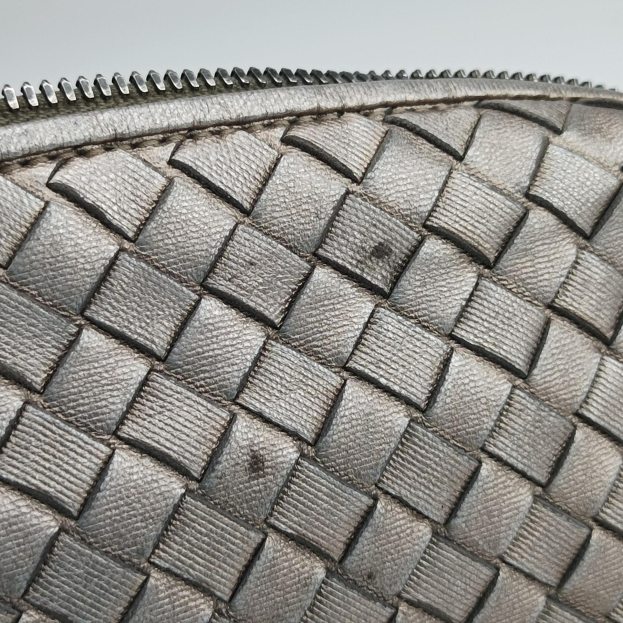 Pre-owned Bottega Veneta NODINI Intrecciato Silver Gray lambskin  shoulderbag | stylenewstar