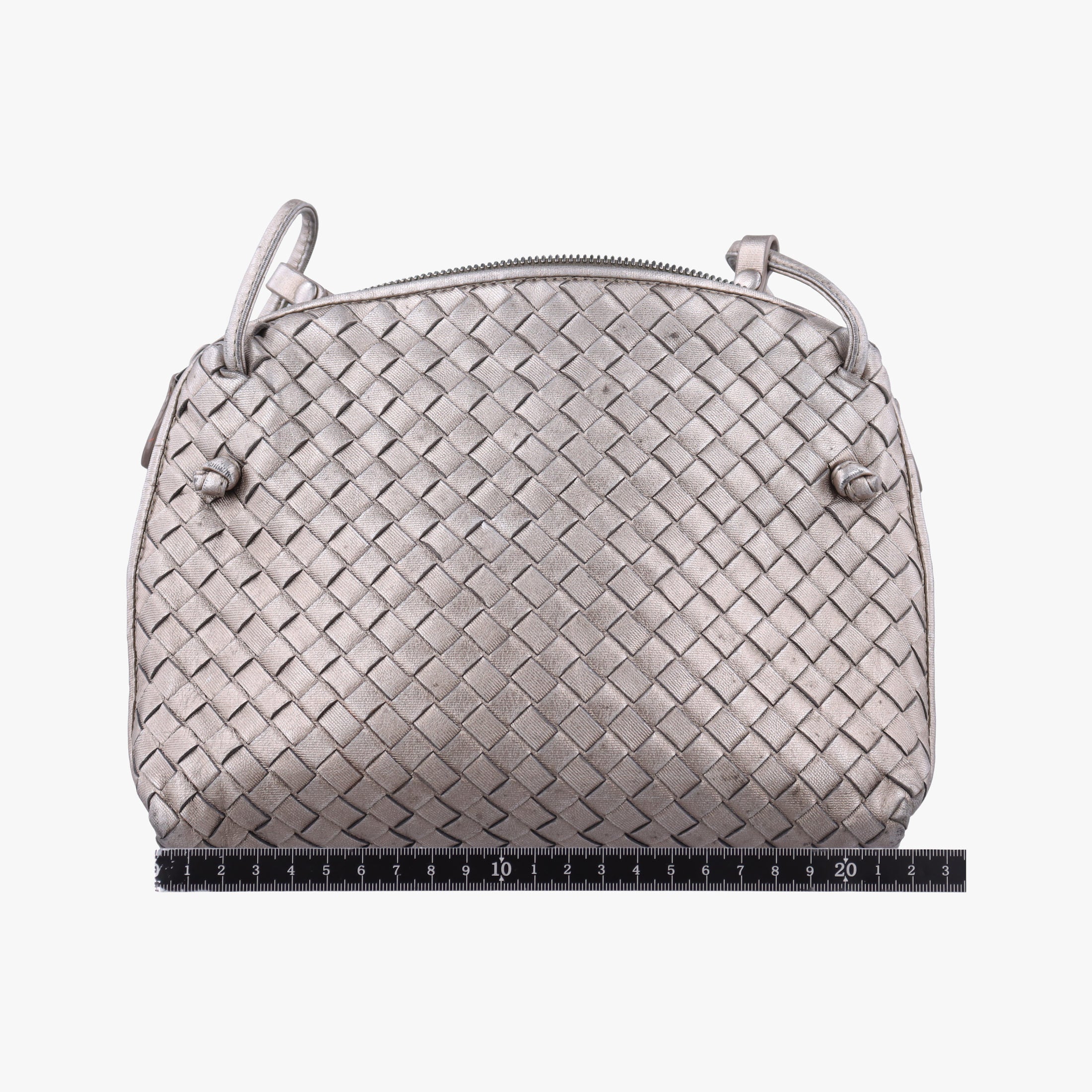 Pre-owned Bottega Veneta NODINI Intrecciato Silver Gray lambskin  shoulderbag | stylenewstar