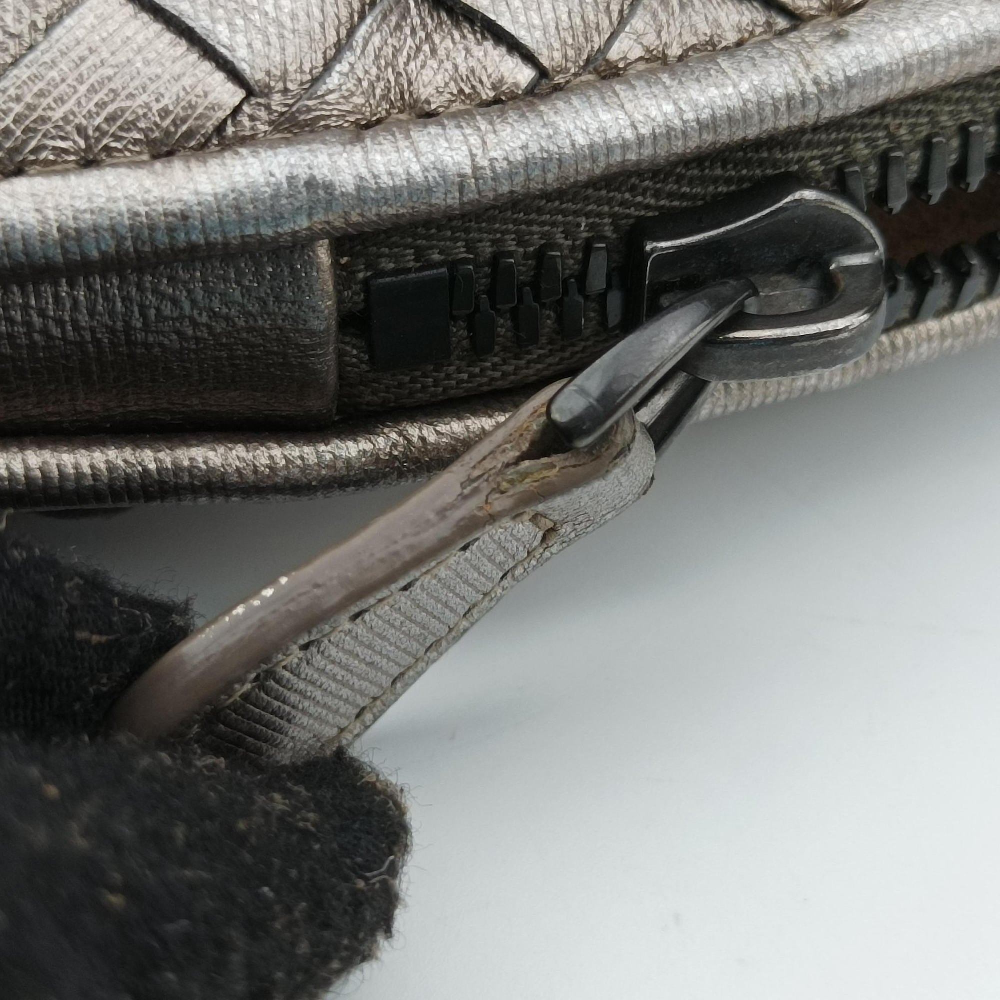 Pre-owned Bottega Veneta NODINI Intrecciato Silver Gray lambskin  shoulderbag | stylenewstar