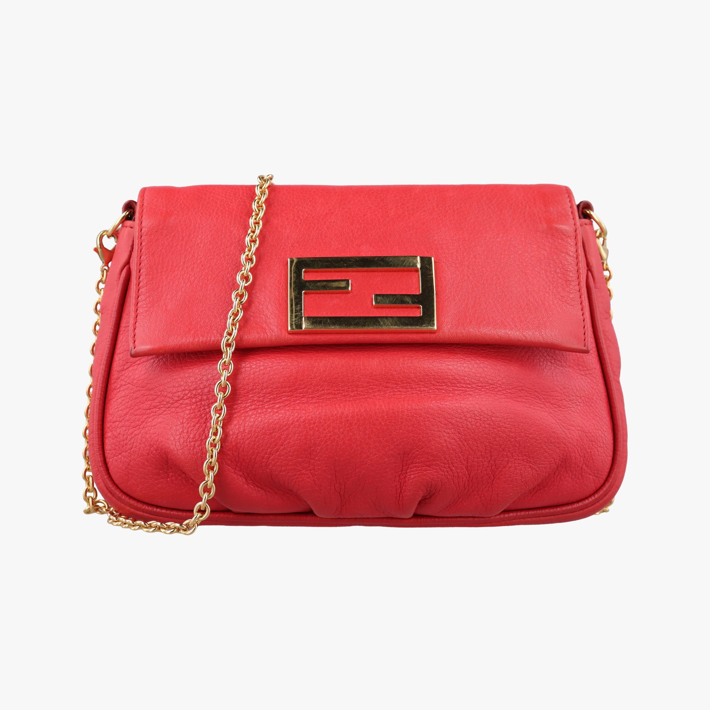 Pre-owned Fendi Fendista Pochette Red Leather 8M0276 shoulderbag | stylenewstar