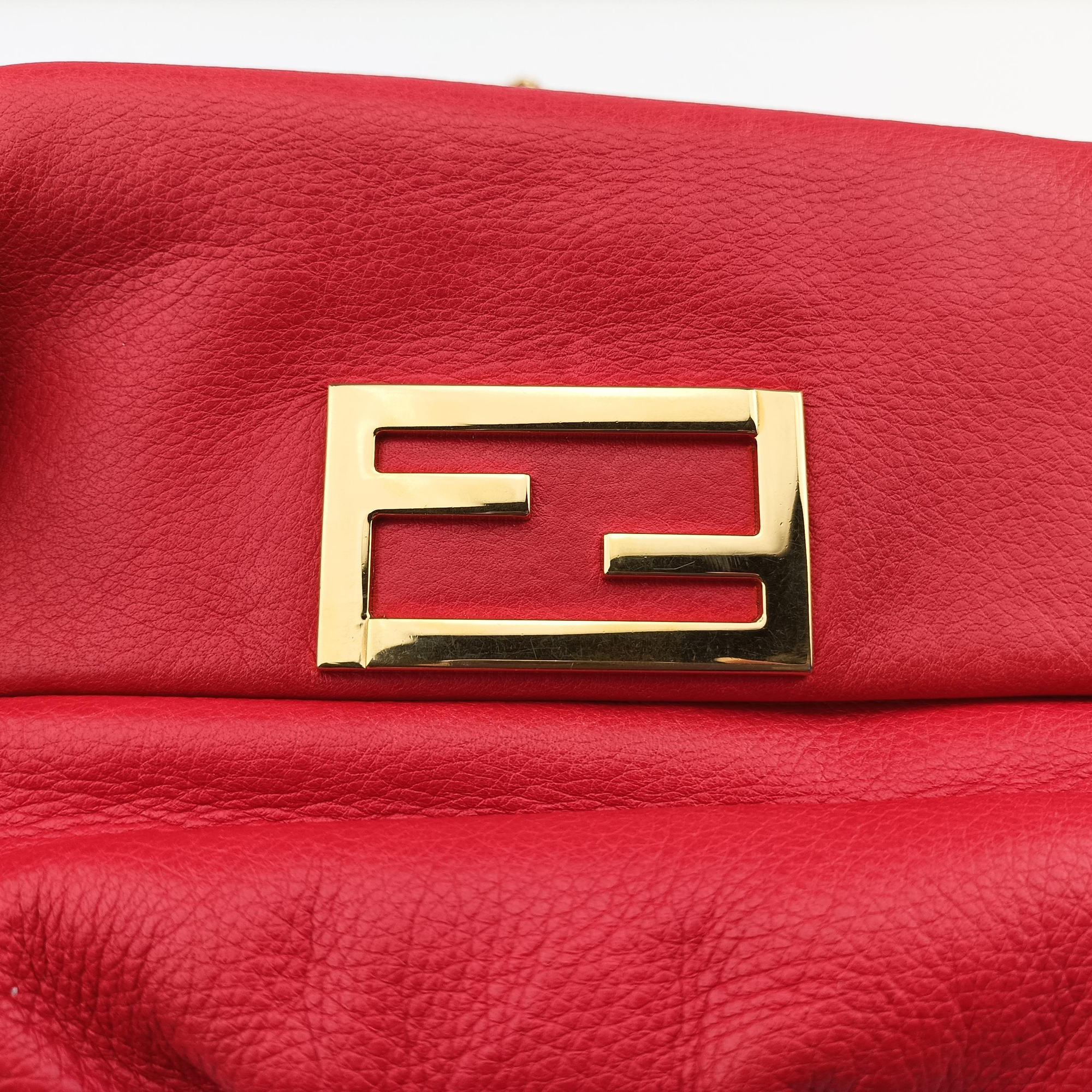 Pre-owned Fendi Fendista Pochette Red Leather 8M0276 shoulderbag | stylenewstar