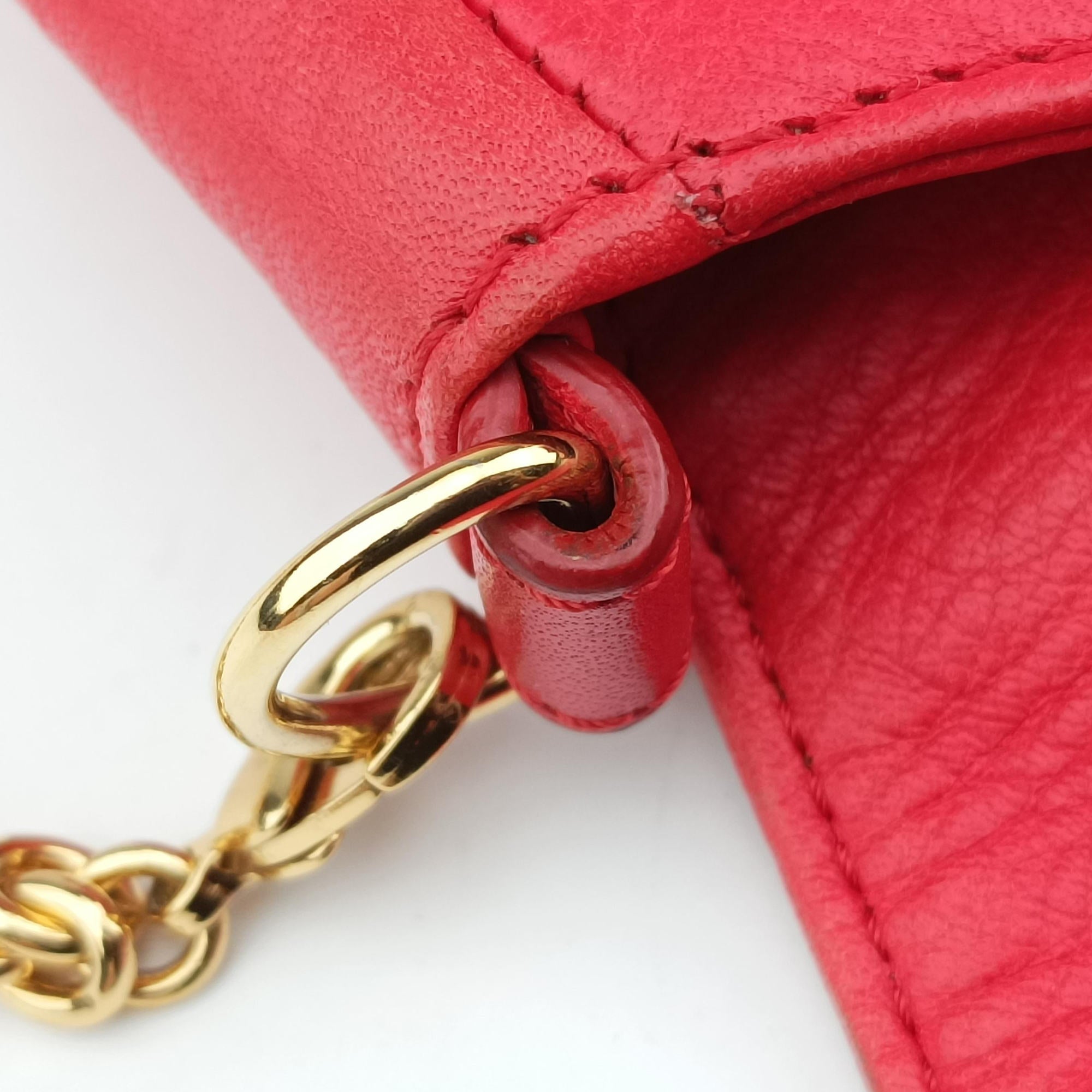 Pre-owned Fendi Fendista Pochette Red Leather 8M0276 shoulderbag | stylenewstar