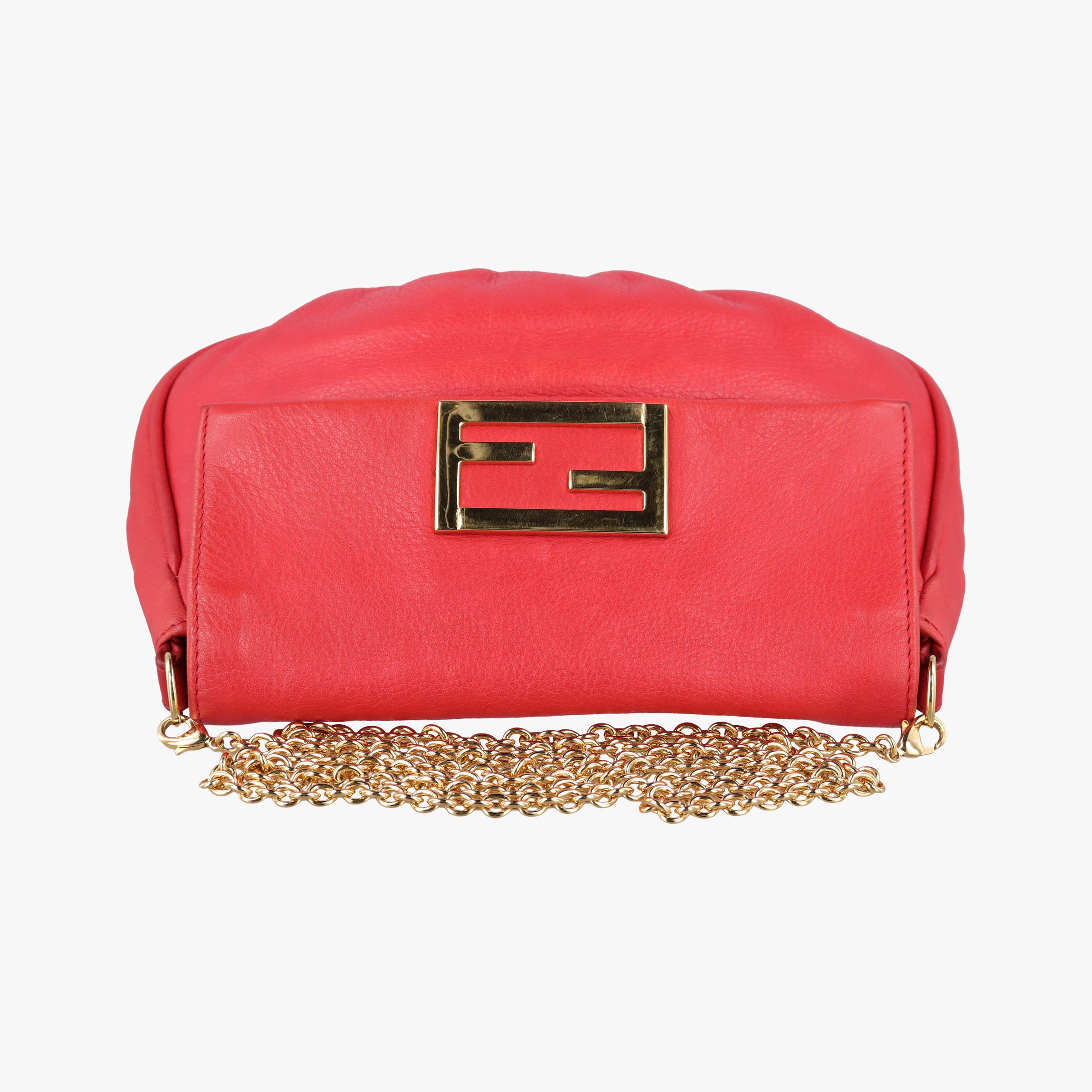 Pre-owned Fendi Fendista Pochette Red Leather 8M0276 shoulderbag | stylenewstar