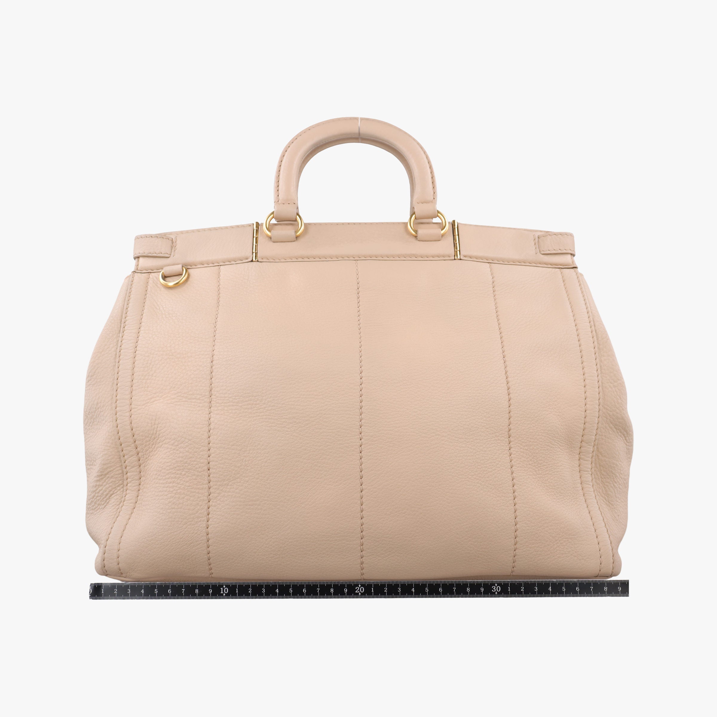 Pre-owned Prada Cervo Frame Satchel Beige Leather  shoulderbag | stylenewstar