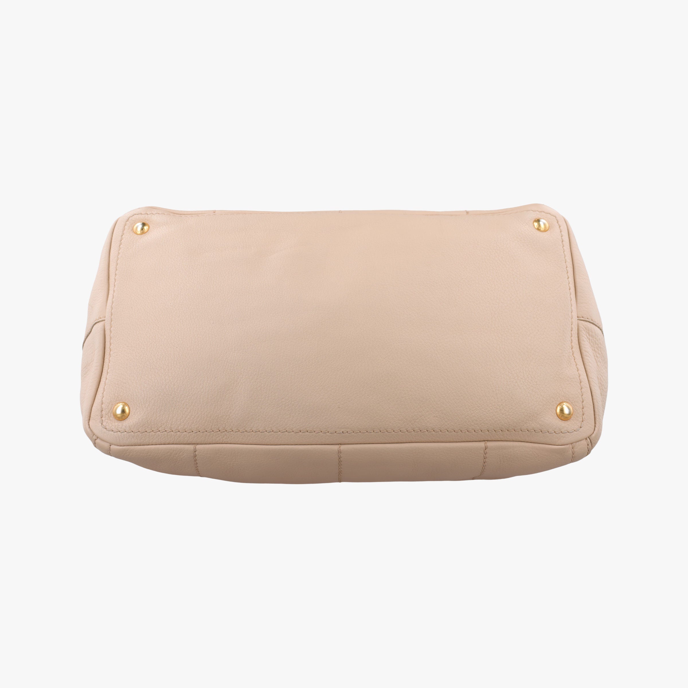 Pre-owned Prada Cervo Frame Satchel Beige Leather  shoulderbag | stylenewstar