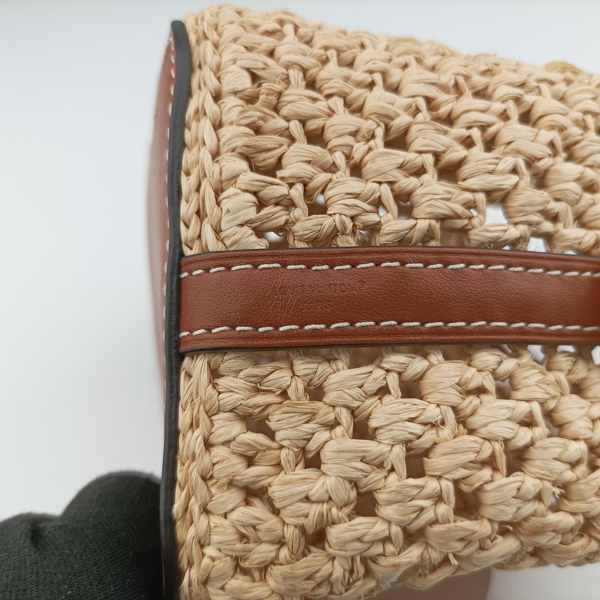 Pre-owned Louis Vuitton Noé Purse Beige x Brown natural raffia M83521 shoulderbag | stylenewstar