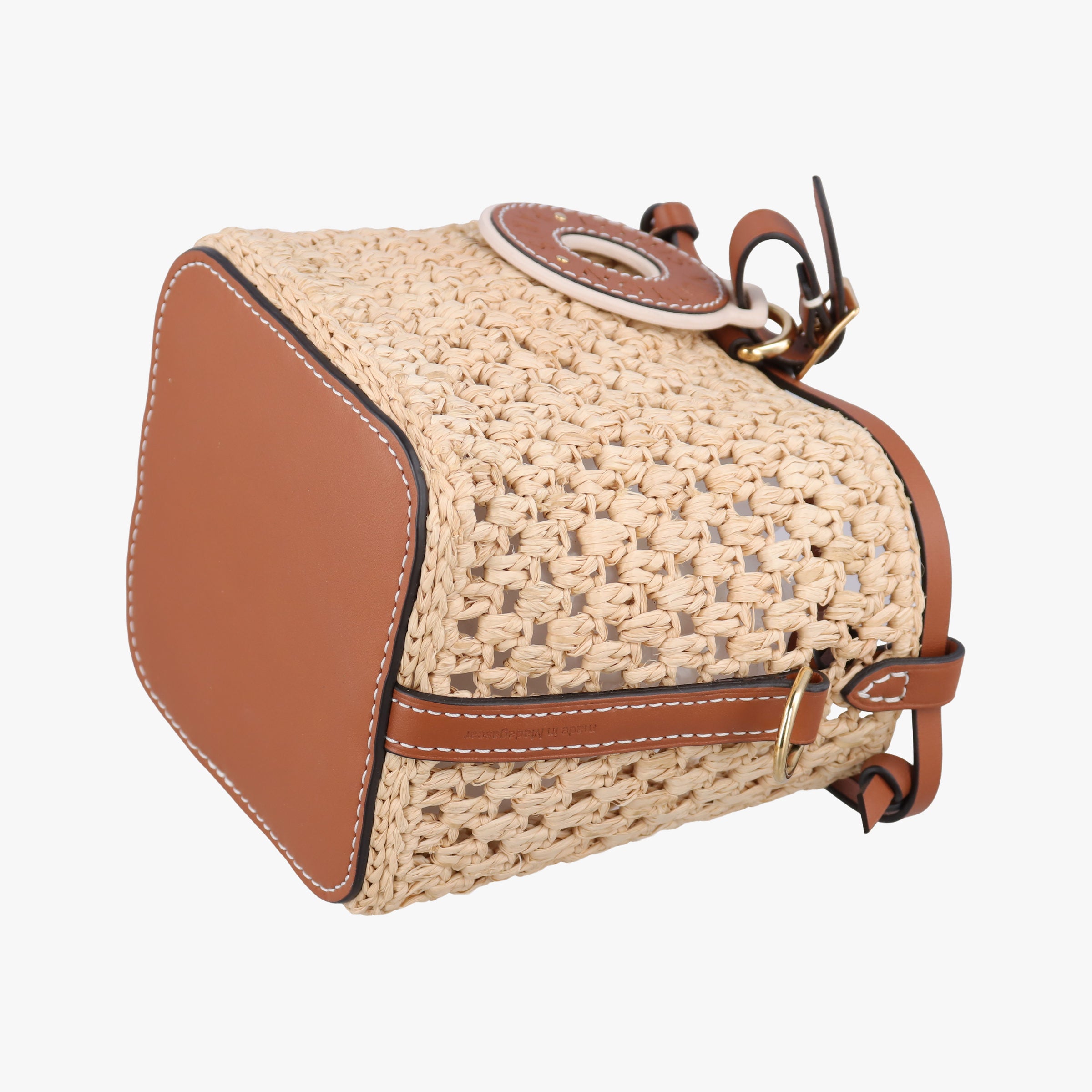Pre-owned Louis Vuitton Noé Purse Beige x Brown natural raffia M83521 shoulderbag | stylenewstar