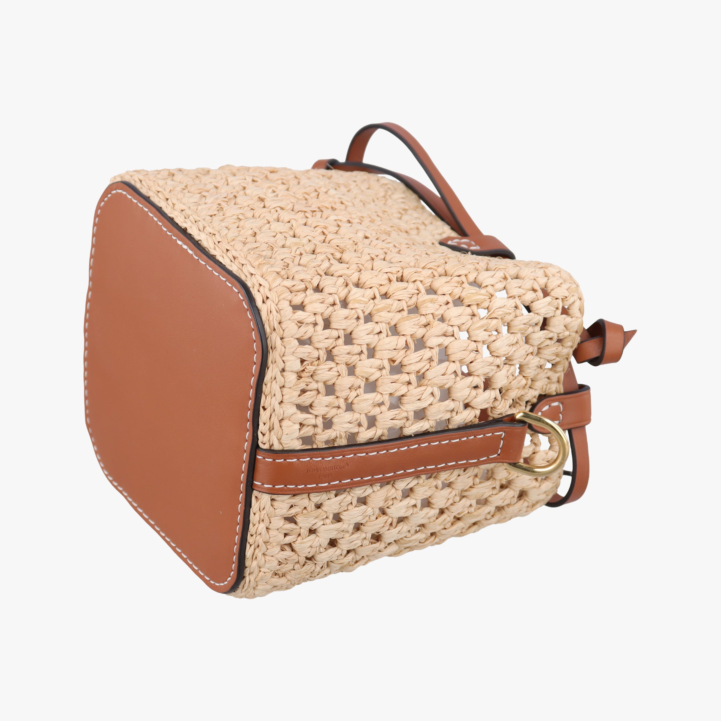 Pre-owned Louis Vuitton Noé Purse Beige x Brown natural raffia M83521 shoulderbag | stylenewstar