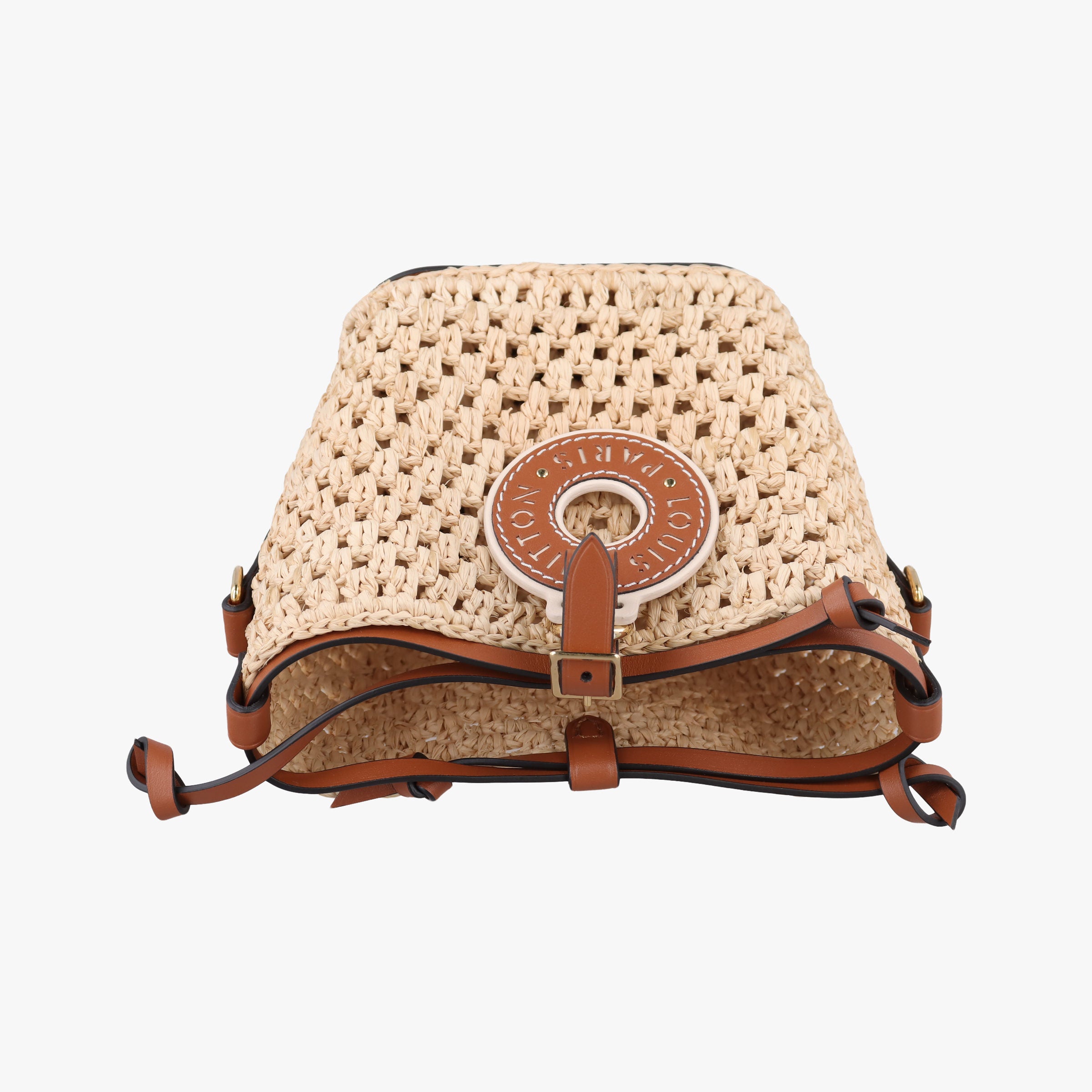 Pre-owned Louis Vuitton Noé Purse Beige x Brown natural raffia M83521 shoulderbag | stylenewstar