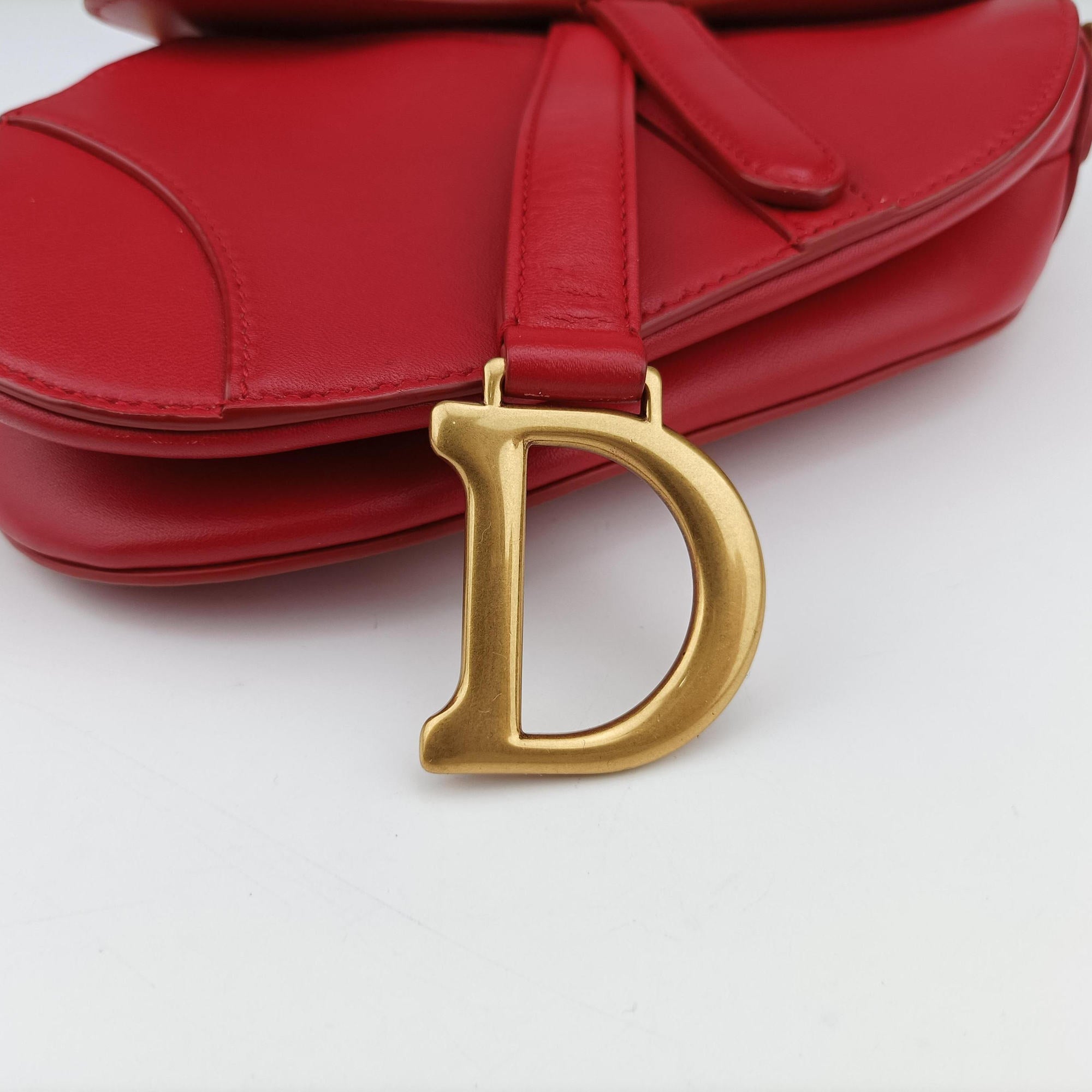 Pre-owned Christian Dior Flowers Saddle Red leather  handbag | stylenewstar