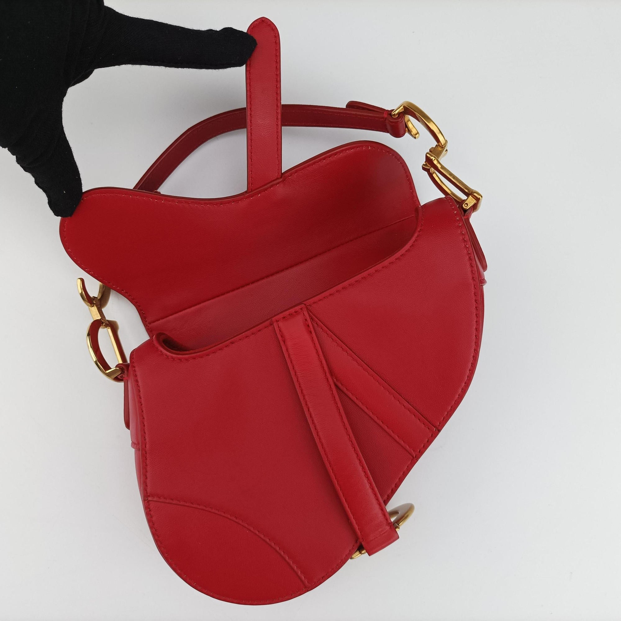 Pre-owned Christian Dior Flowers Saddle Red leather  handbag | stylenewstar