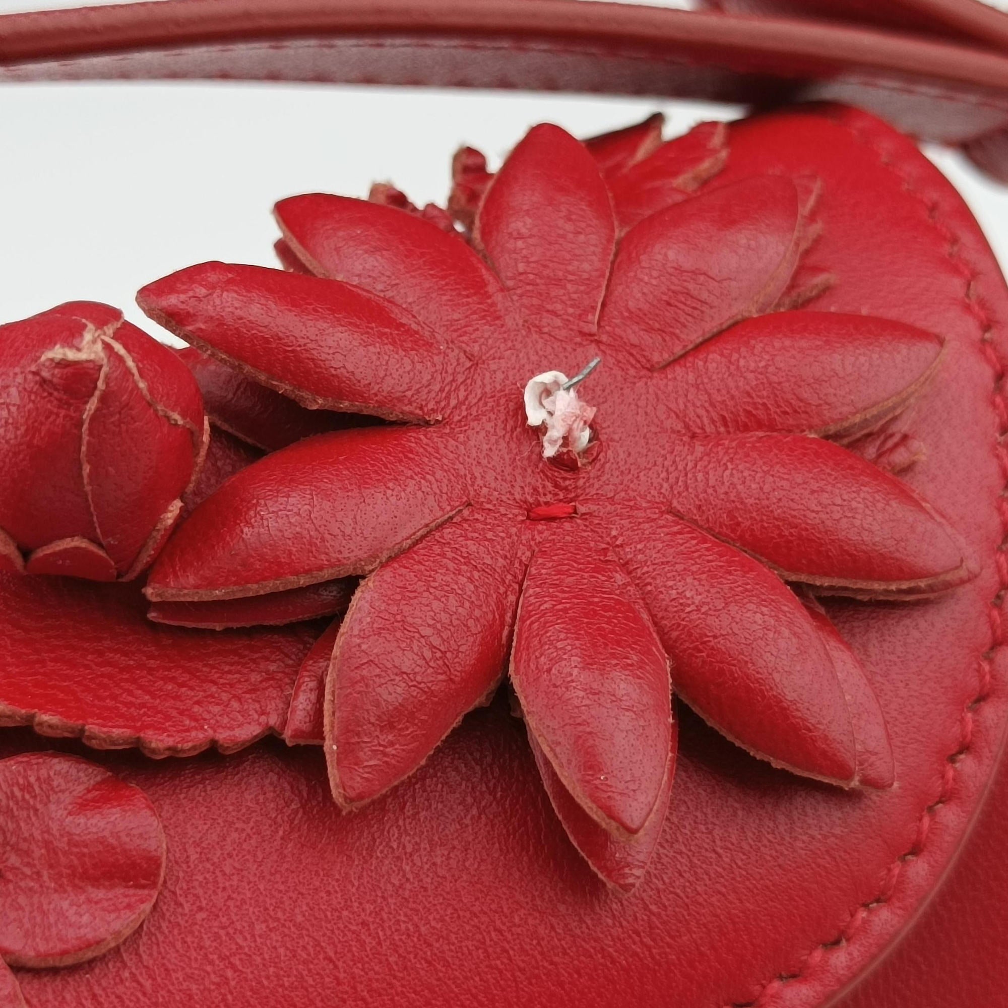 Pre-owned Christian Dior Flowers Saddle Red leather  handbag | stylenewstar