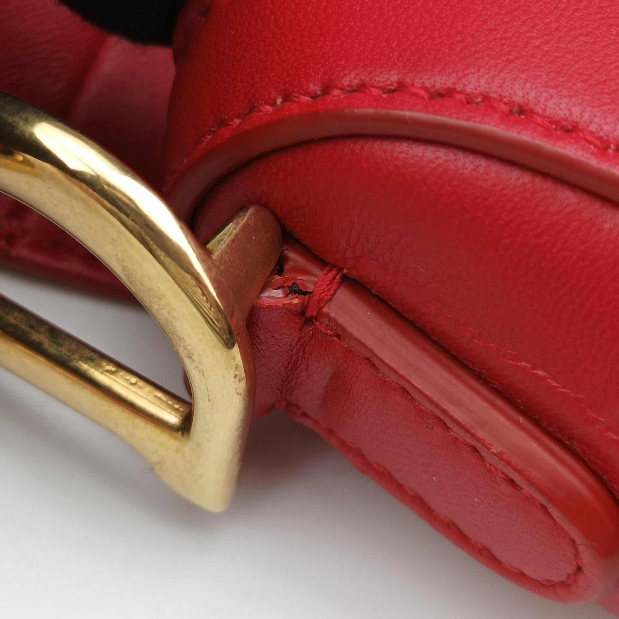 Pre-owned Christian Dior Flowers Saddle Red leather  handbag | stylenewstar