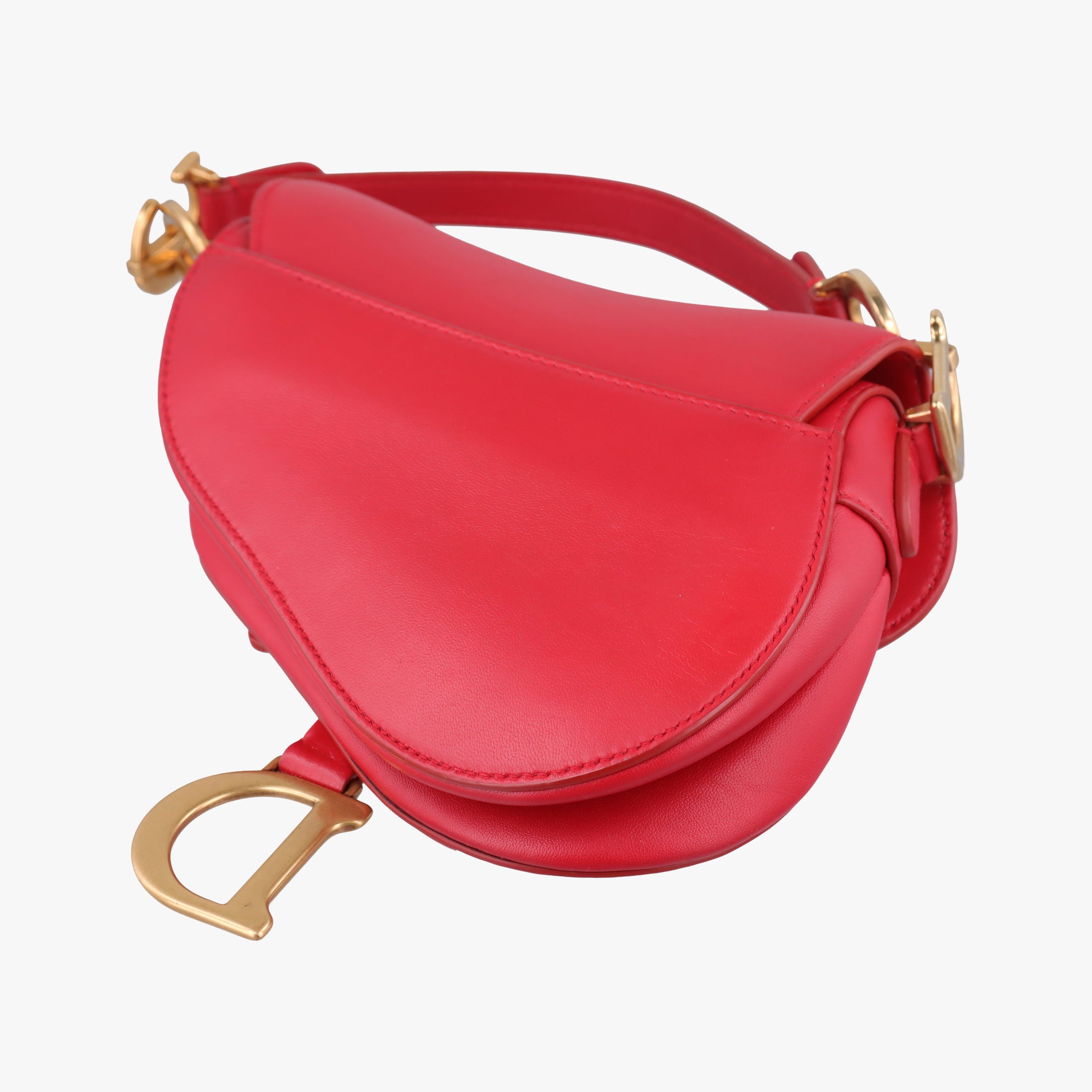 Pre-owned Christian Dior Flowers Saddle Red leather  handbag | stylenewstar