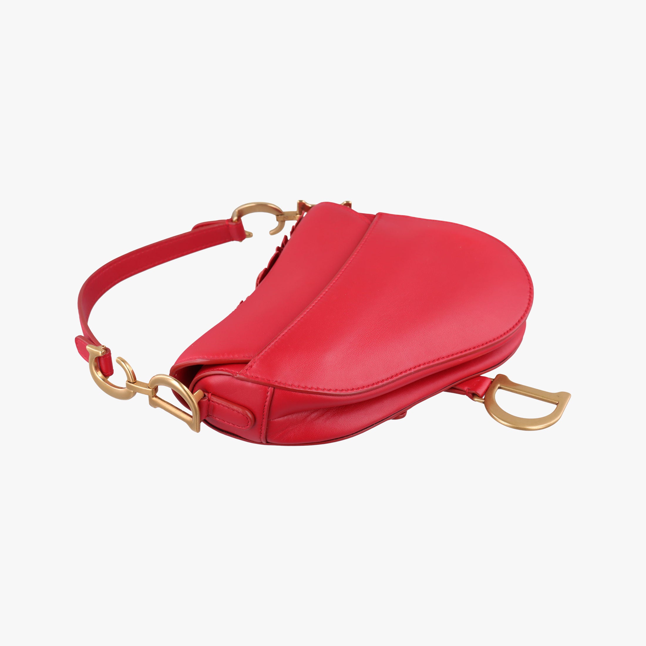 Pre-owned Christian Dior Flowers Saddle Red leather  handbag | stylenewstar