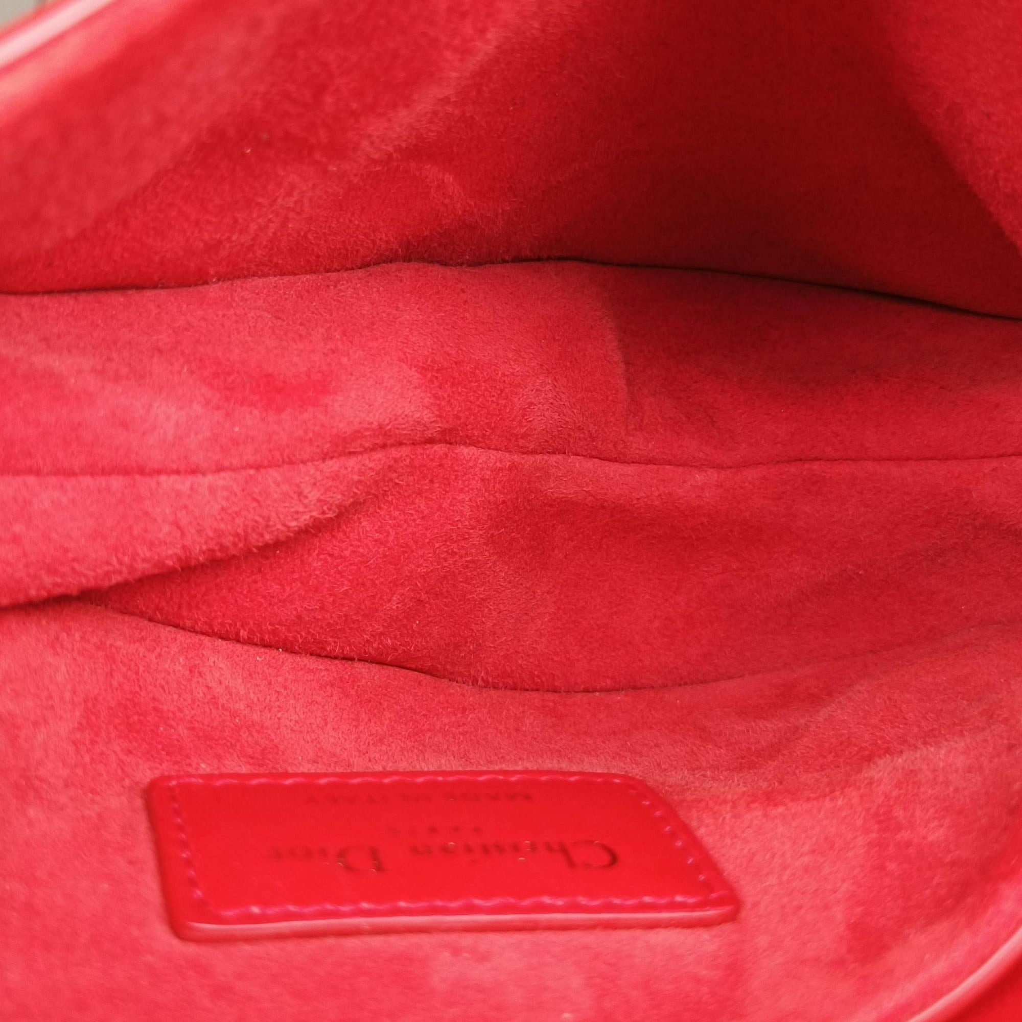 Pre-owned Christian Dior Flowers Saddle Red leather  handbag | stylenewstar
