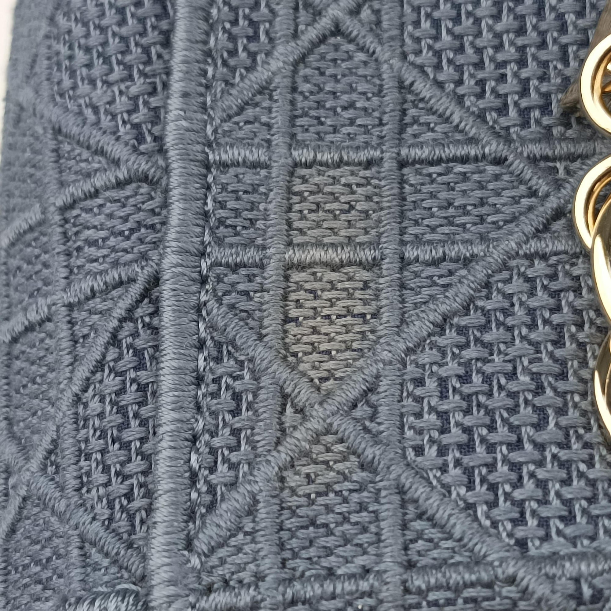 Pre-owned Christian Dior Lady Dior Navy Jacquard  shoulderbag | stylenewstar