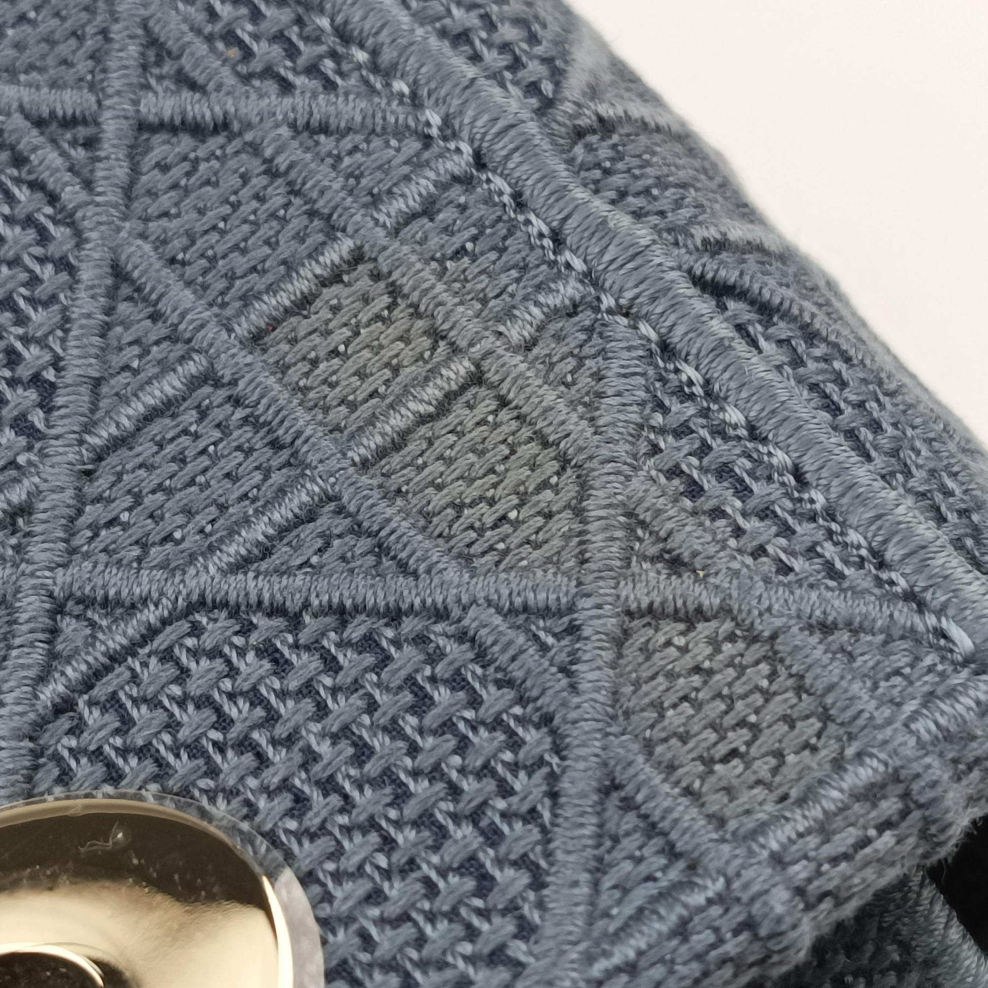 Pre-owned Christian Dior Lady Dior Navy Jacquard  shoulderbag | stylenewstar
