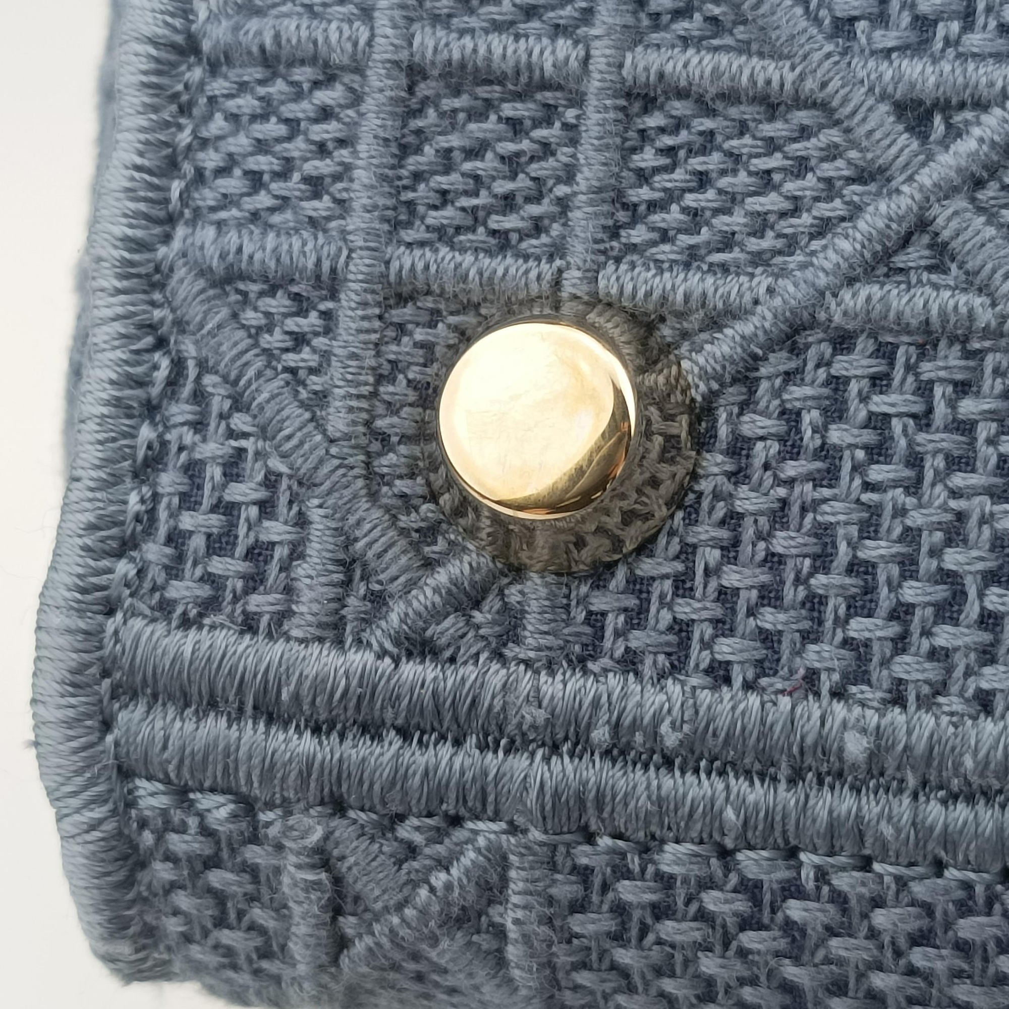 Pre-owned Christian Dior Lady Dior Navy Jacquard  shoulderbag | stylenewstar