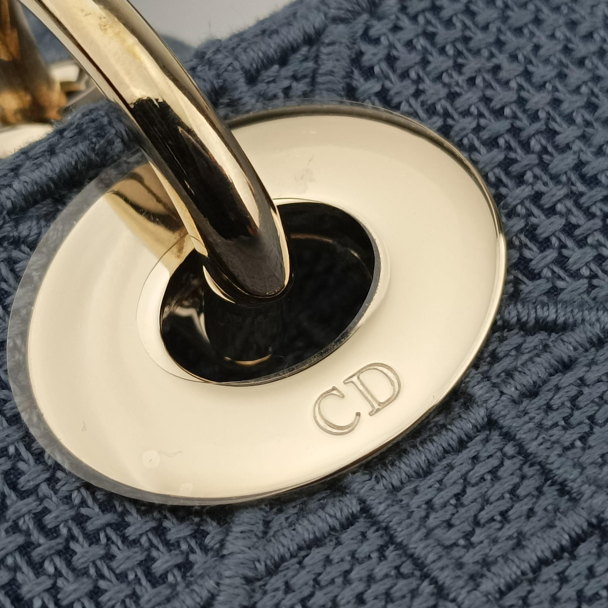 Pre-owned Christian Dior Lady Dior Navy Jacquard  shoulderbag | stylenewstar