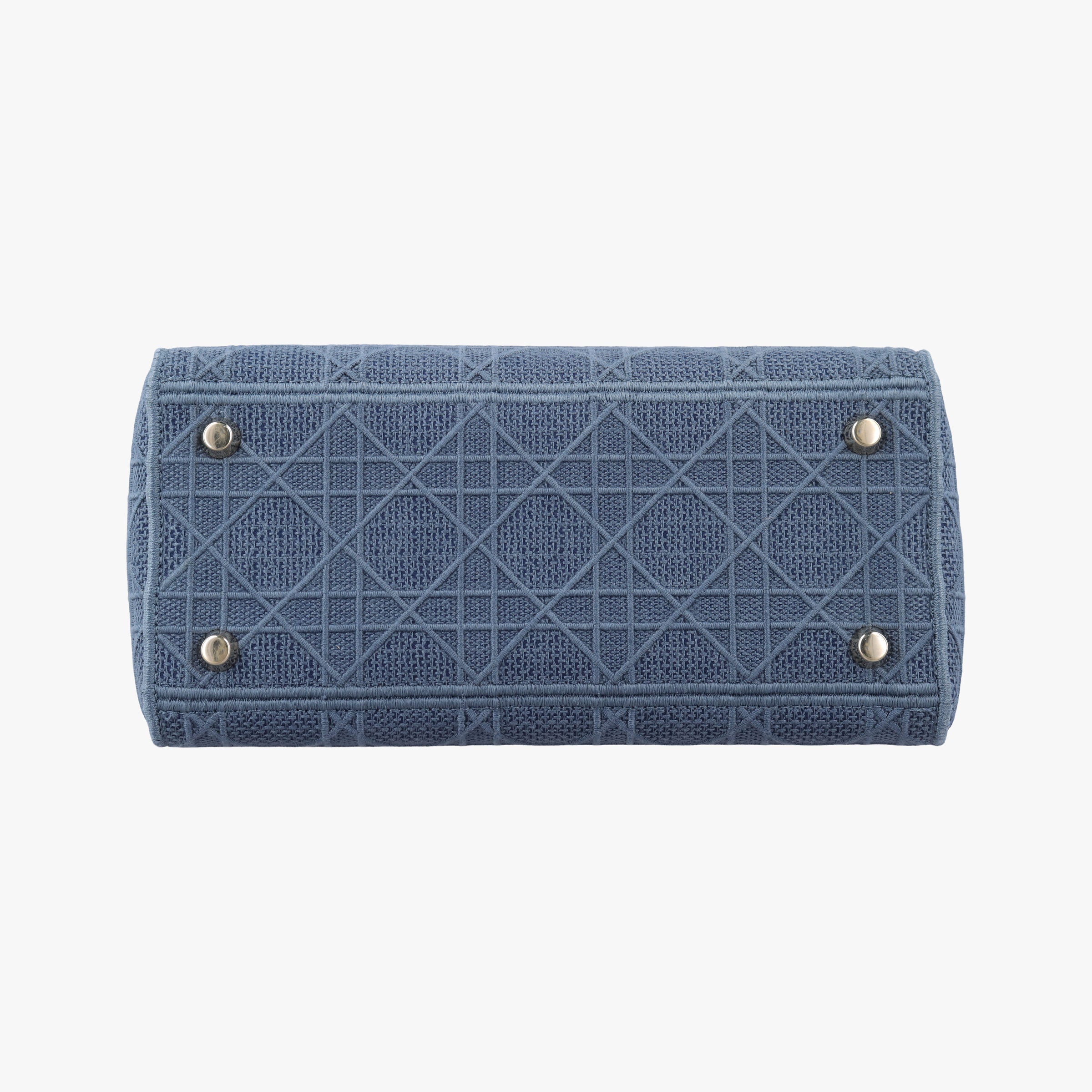 Pre-owned Christian Dior Lady Dior Navy Jacquard  shoulderbag | stylenewstar