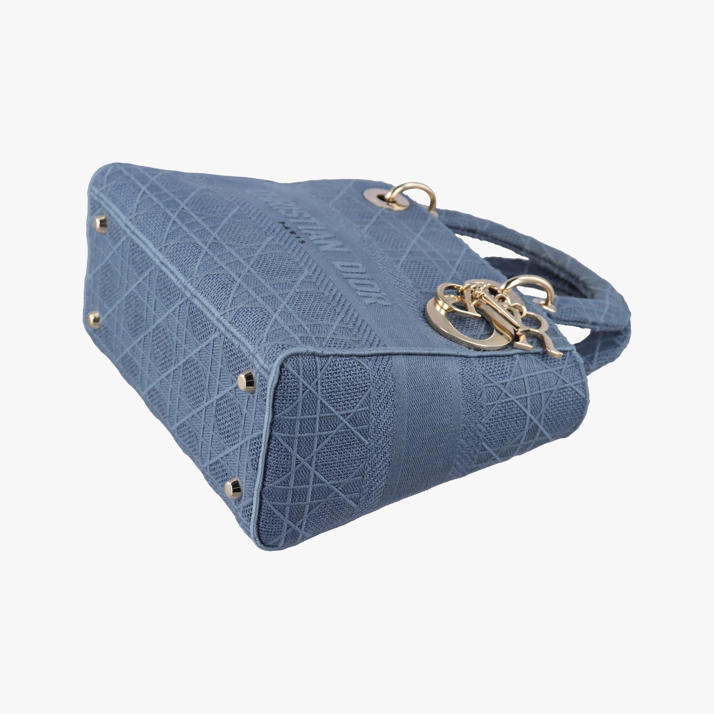 Pre-owned Christian Dior Lady Dior Navy Jacquard  shoulderbag | stylenewstar