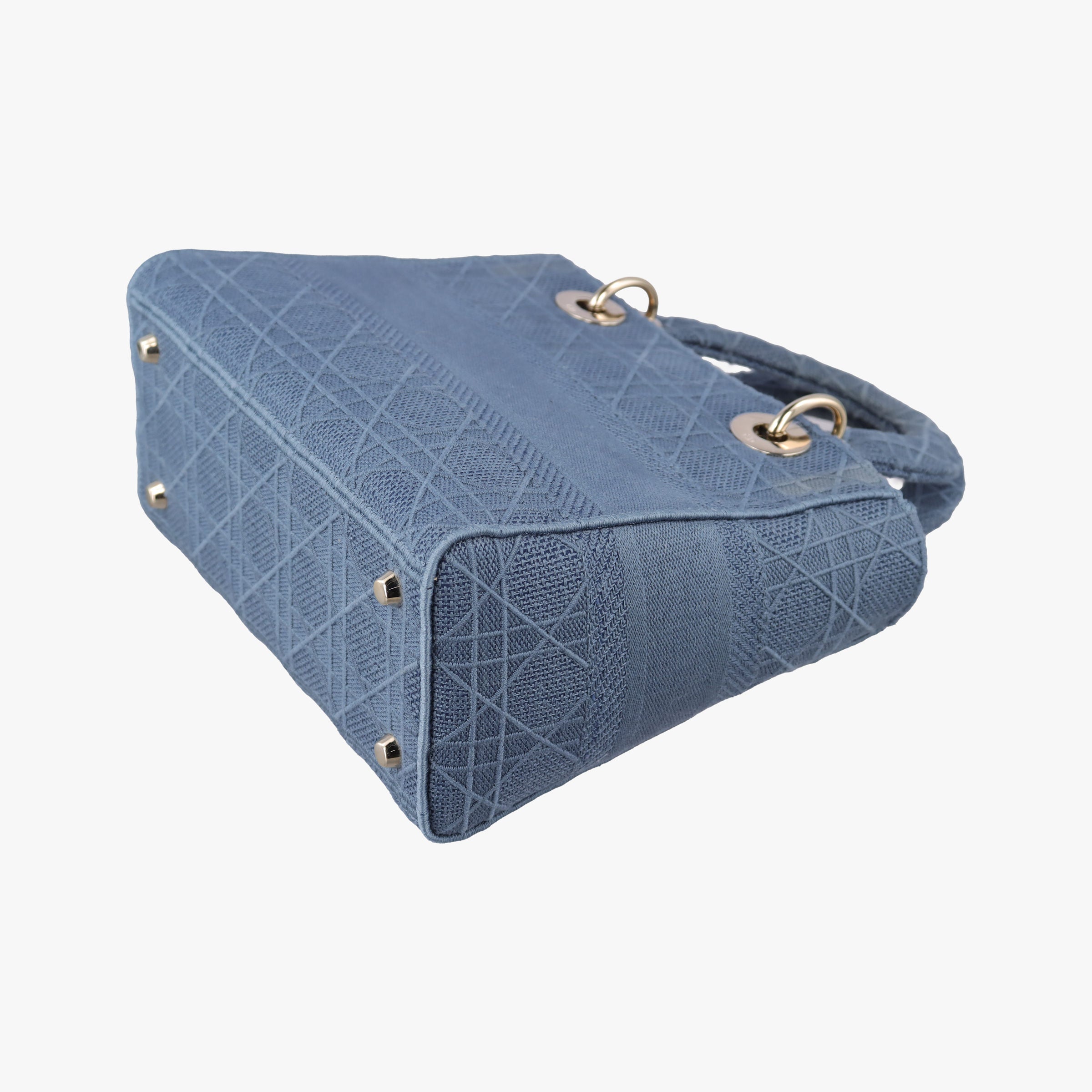 Pre-owned Christian Dior Lady Dior Navy Jacquard  shoulderbag | stylenewstar