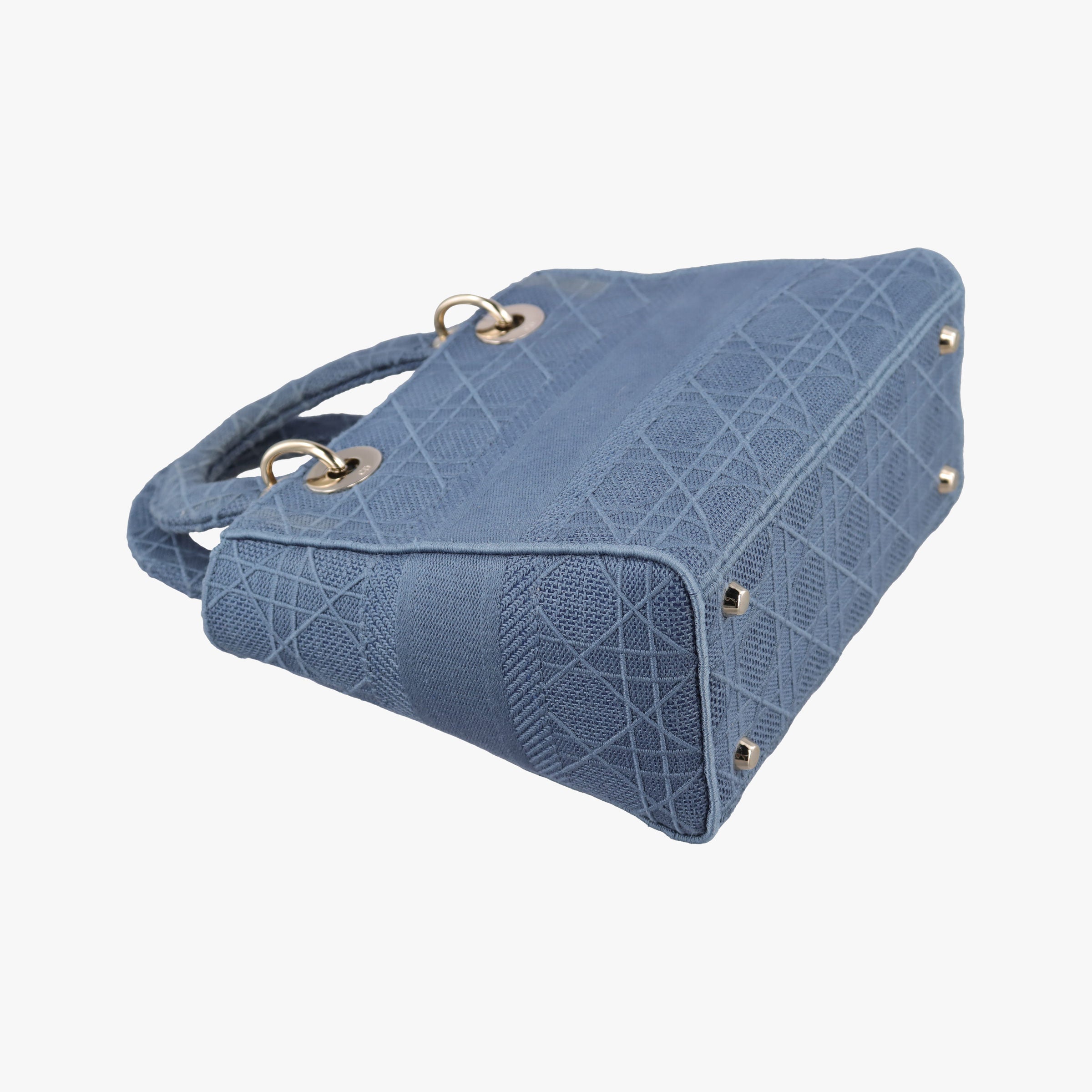 Pre-owned Christian Dior Lady Dior Navy Jacquard  shoulderbag | stylenewstar