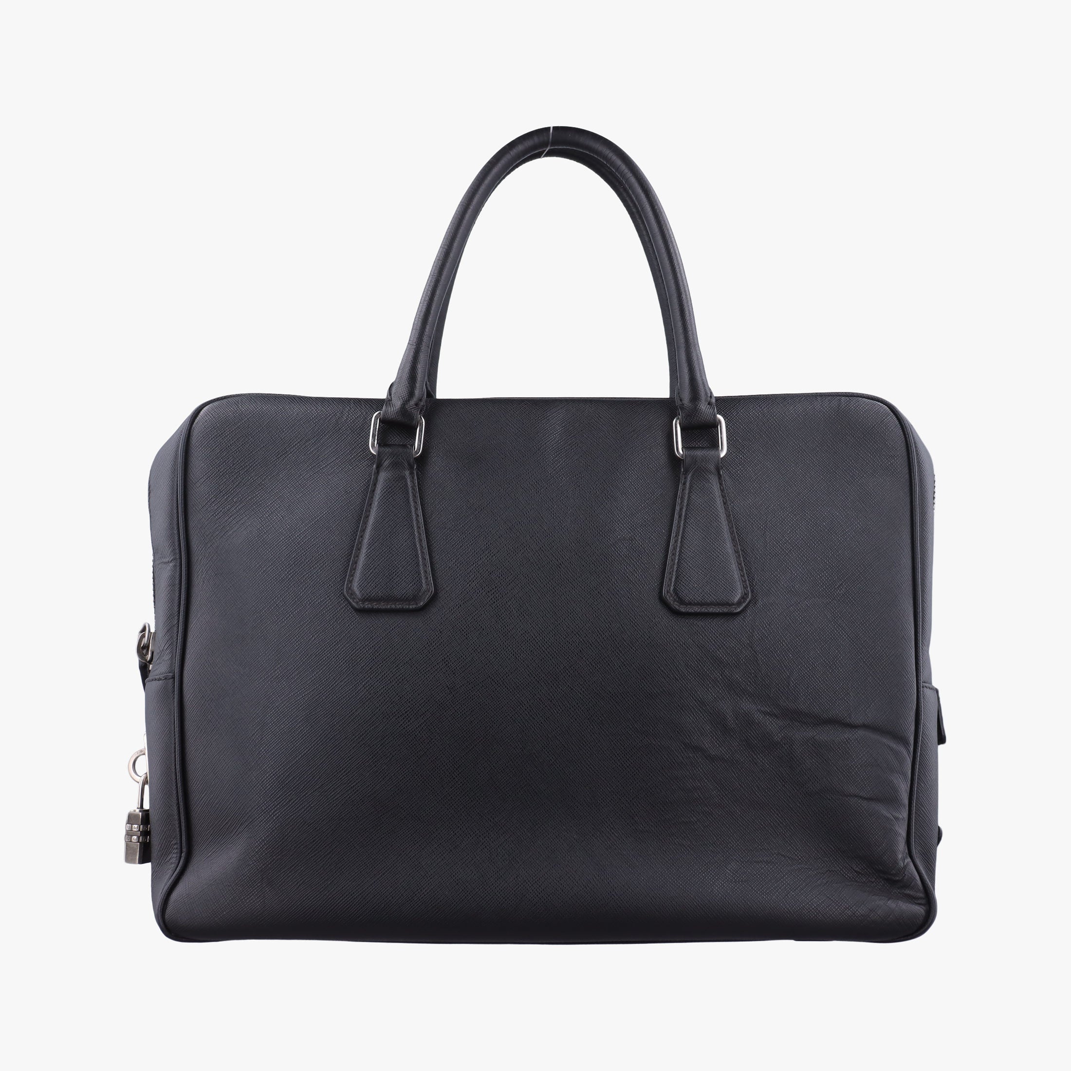 Pre-owned Prada business bag briefcase Black SAFFIANO Leather 2VE363 handbag | stylenewstar